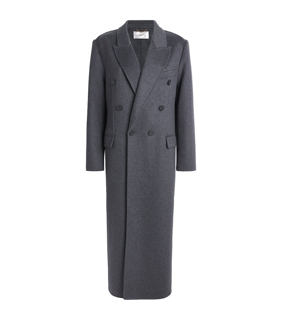 Victoria Beckham Womens Wool-Cashmere Double-Faced Overcoat Dark Grey Melange Image 1