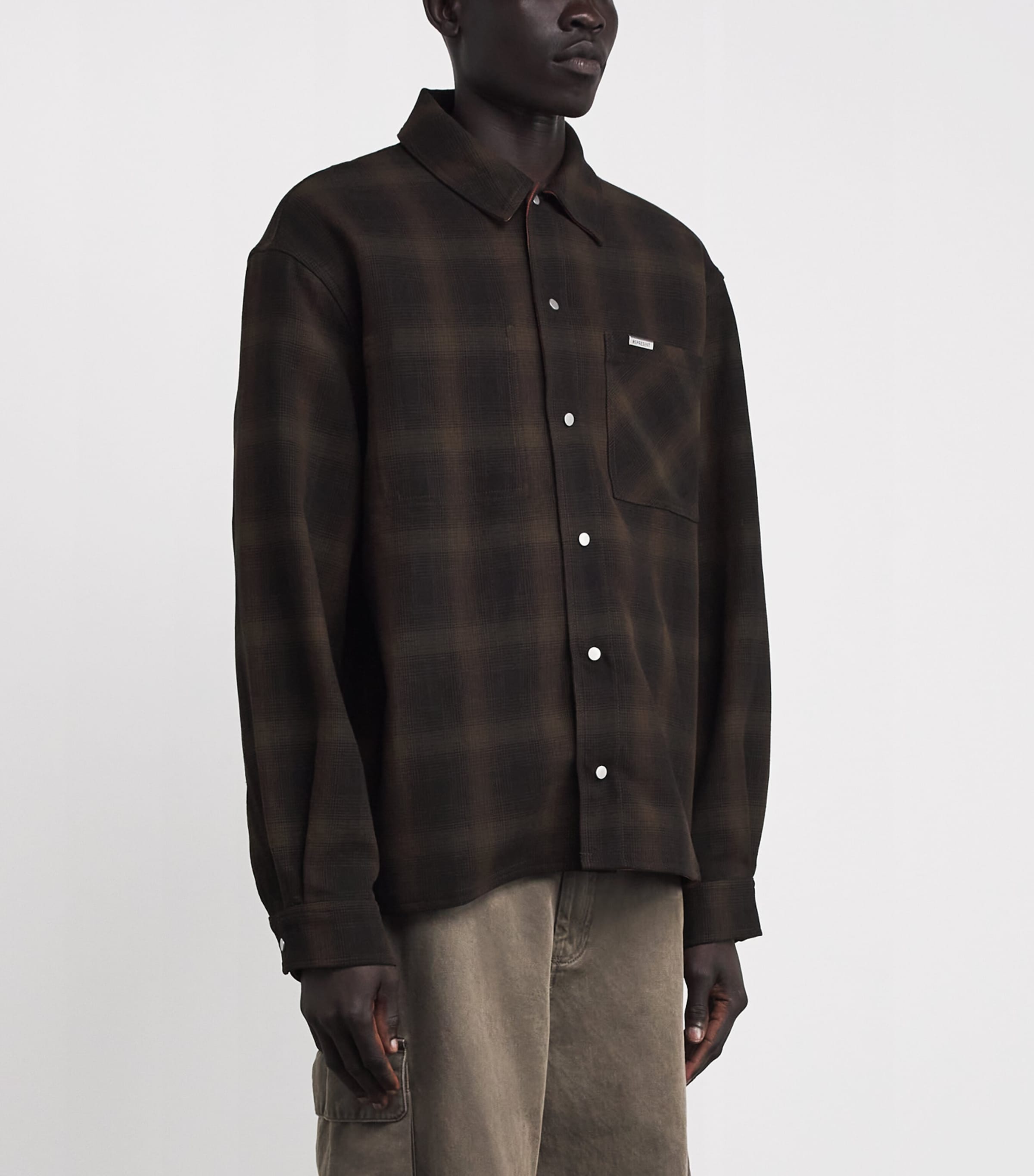 Cotton Reversible Check Overshirt NERO Image 3