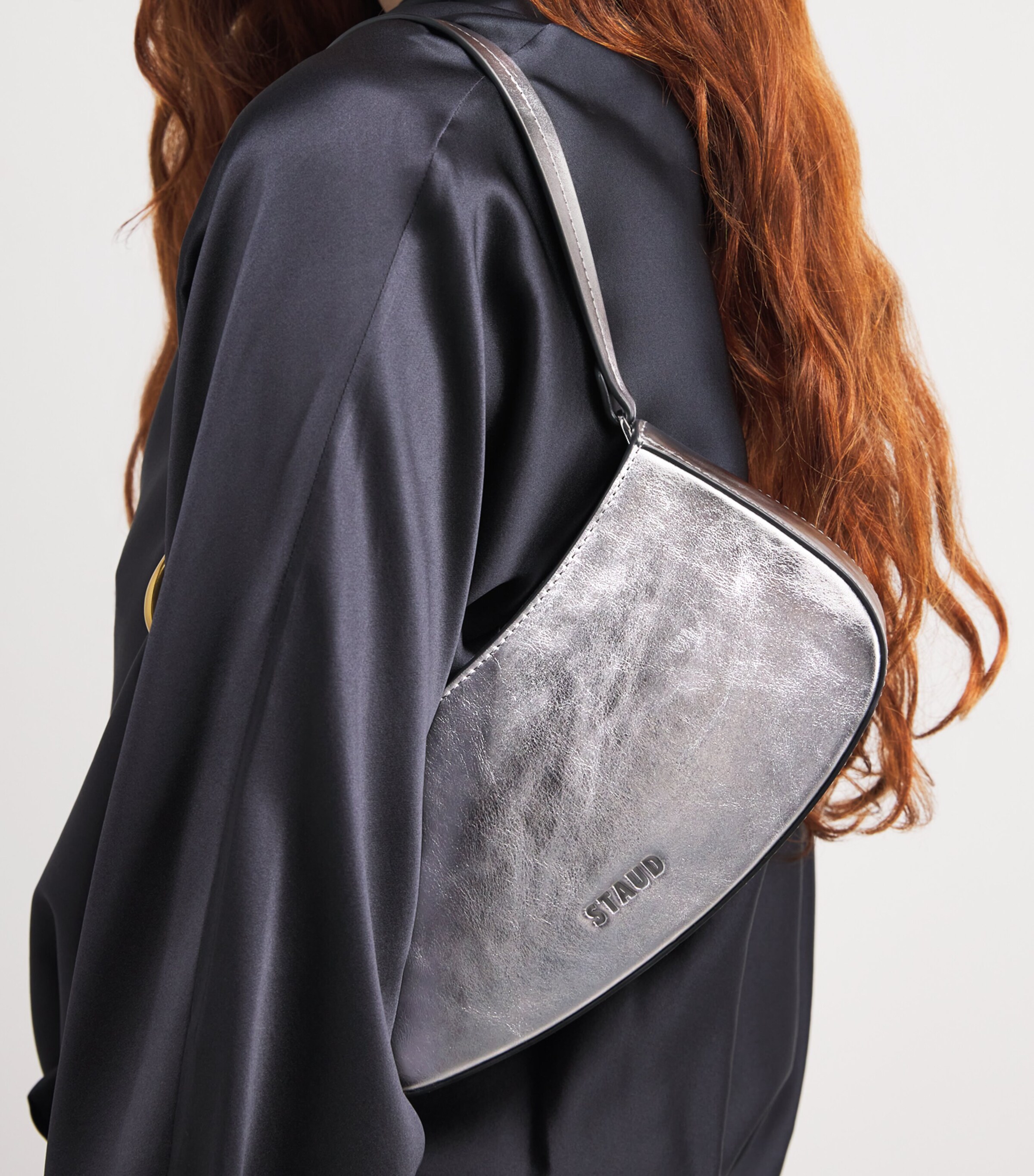 STAUD Leather Ollie Mini Bag Pwtr Pewter Image 5