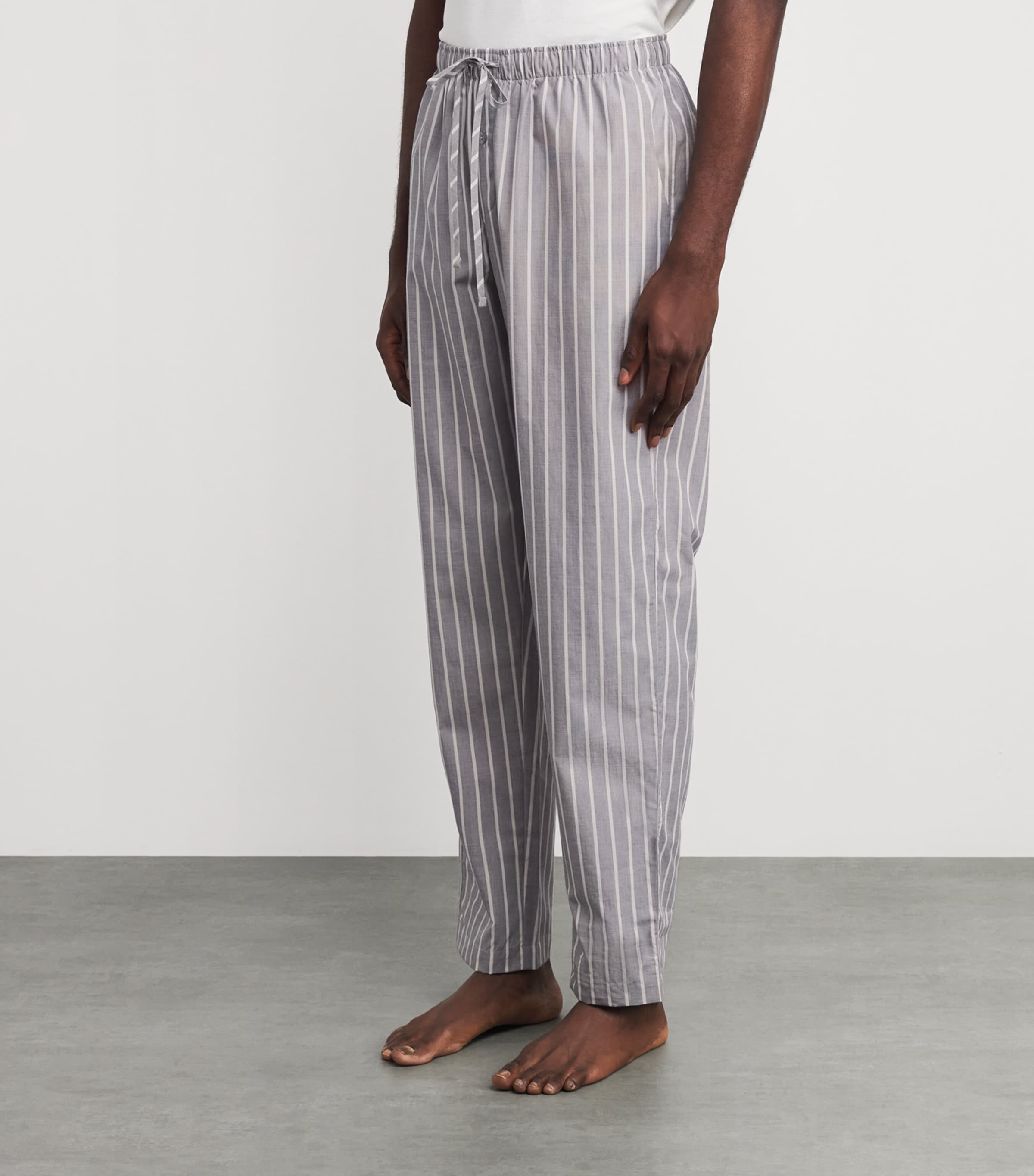 Hanro Mens Cotton Stripe Night & Day Lounge Trousers Denim Stripe Image 4