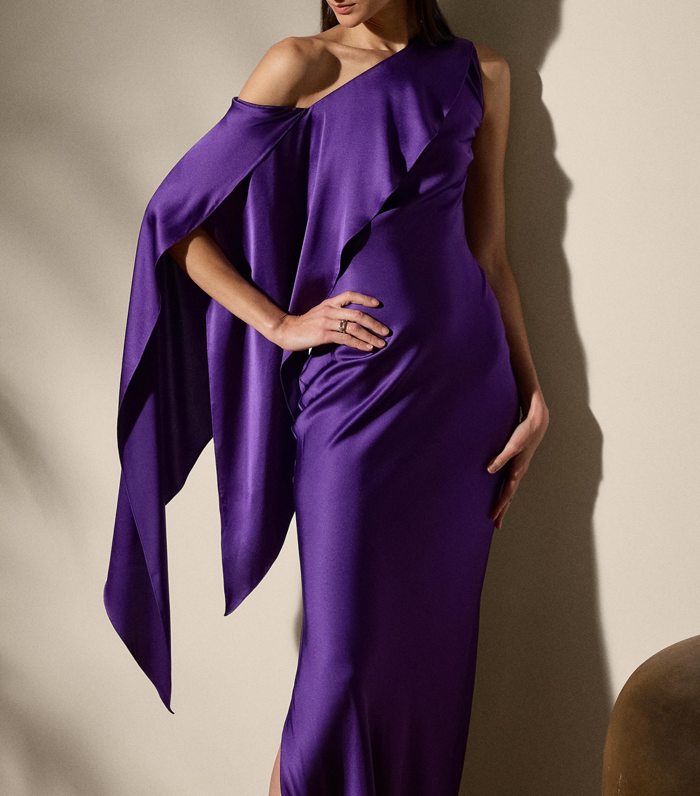 Stretch-Silk Charmeuse Lizzie Maxi Dress PURPLE Image 2