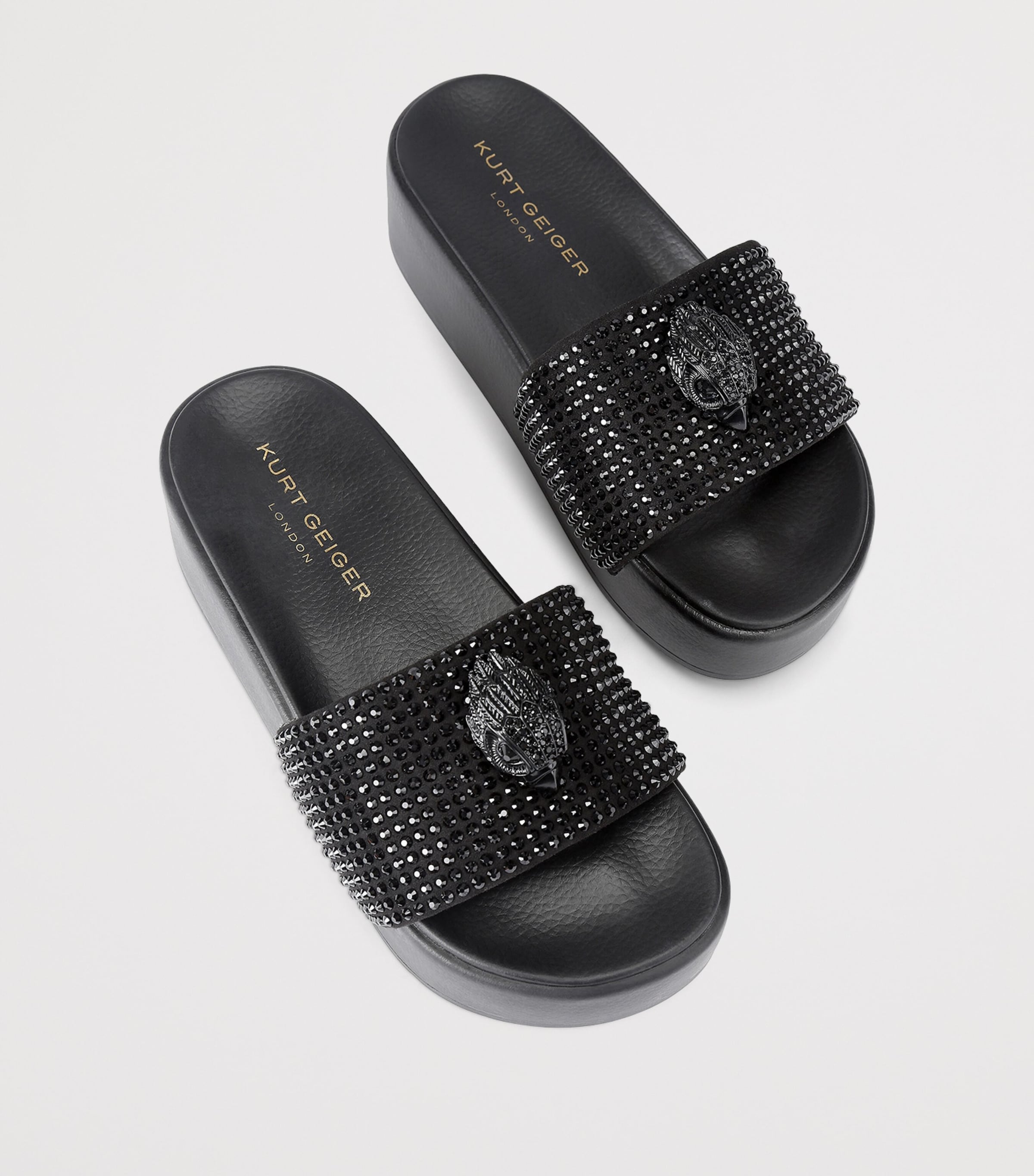 Kurt Geiger London Meena Eagle Platform Slides Black Image 4