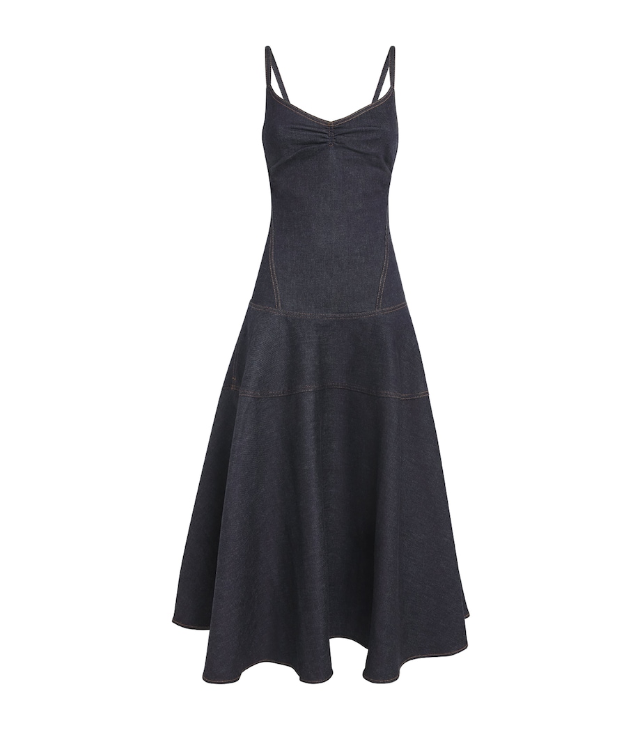 Jacquemus Womens Denim Pina Midi Dress Dark Navy Image 1