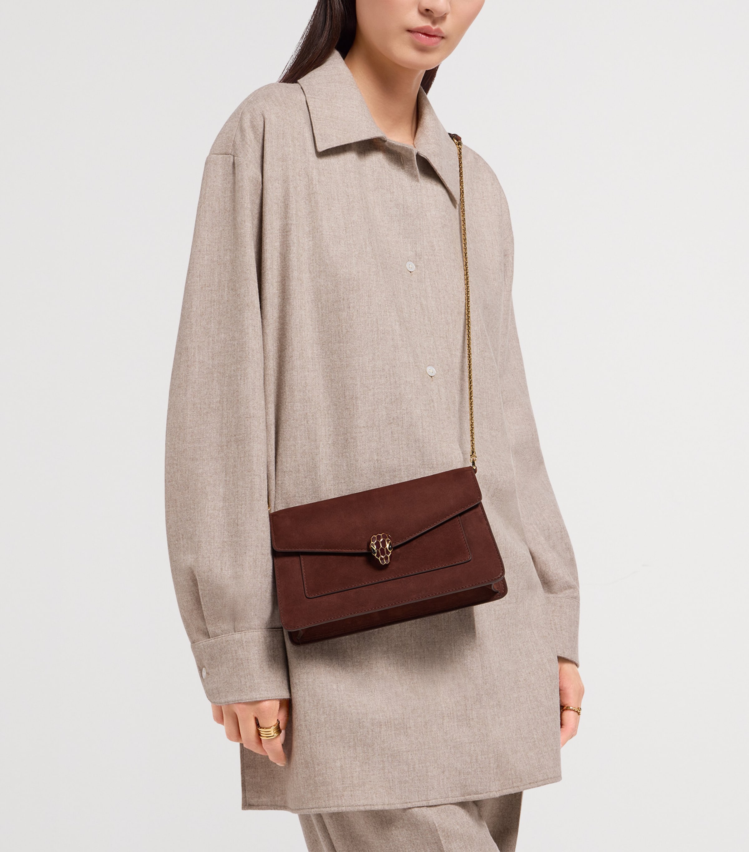 Nubuck Leather Serpenti Forever Cross-Body Bag BROWN Image 5