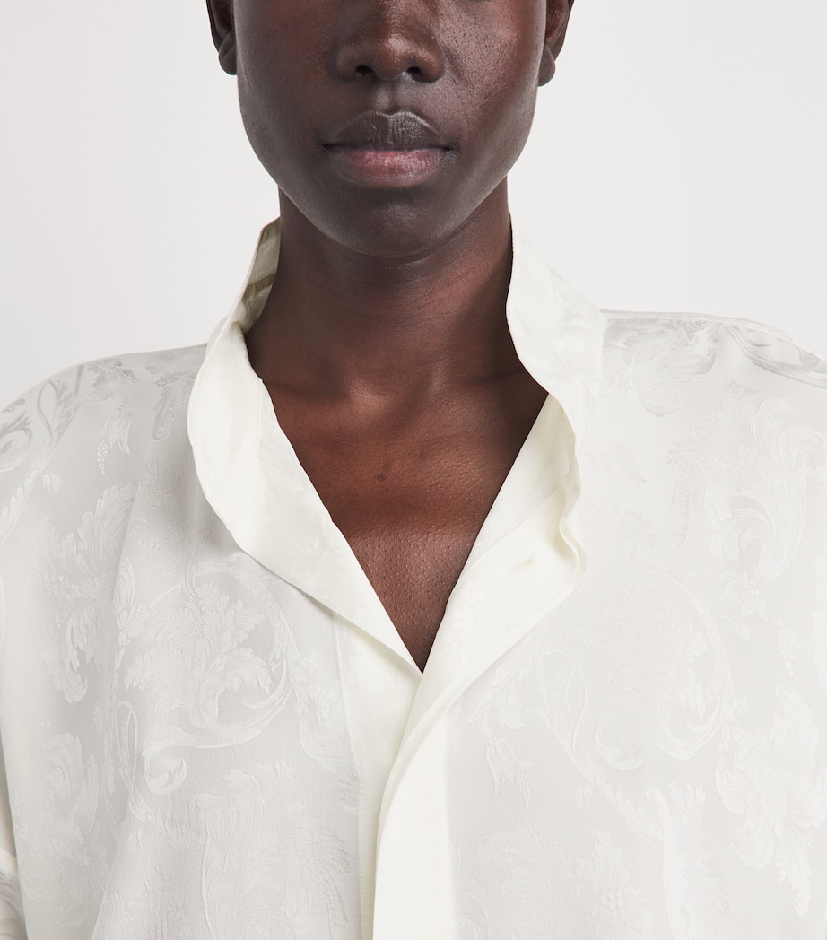 Eskandar Womens Silk Double-Stand Collar Shirt Ivory Image 3