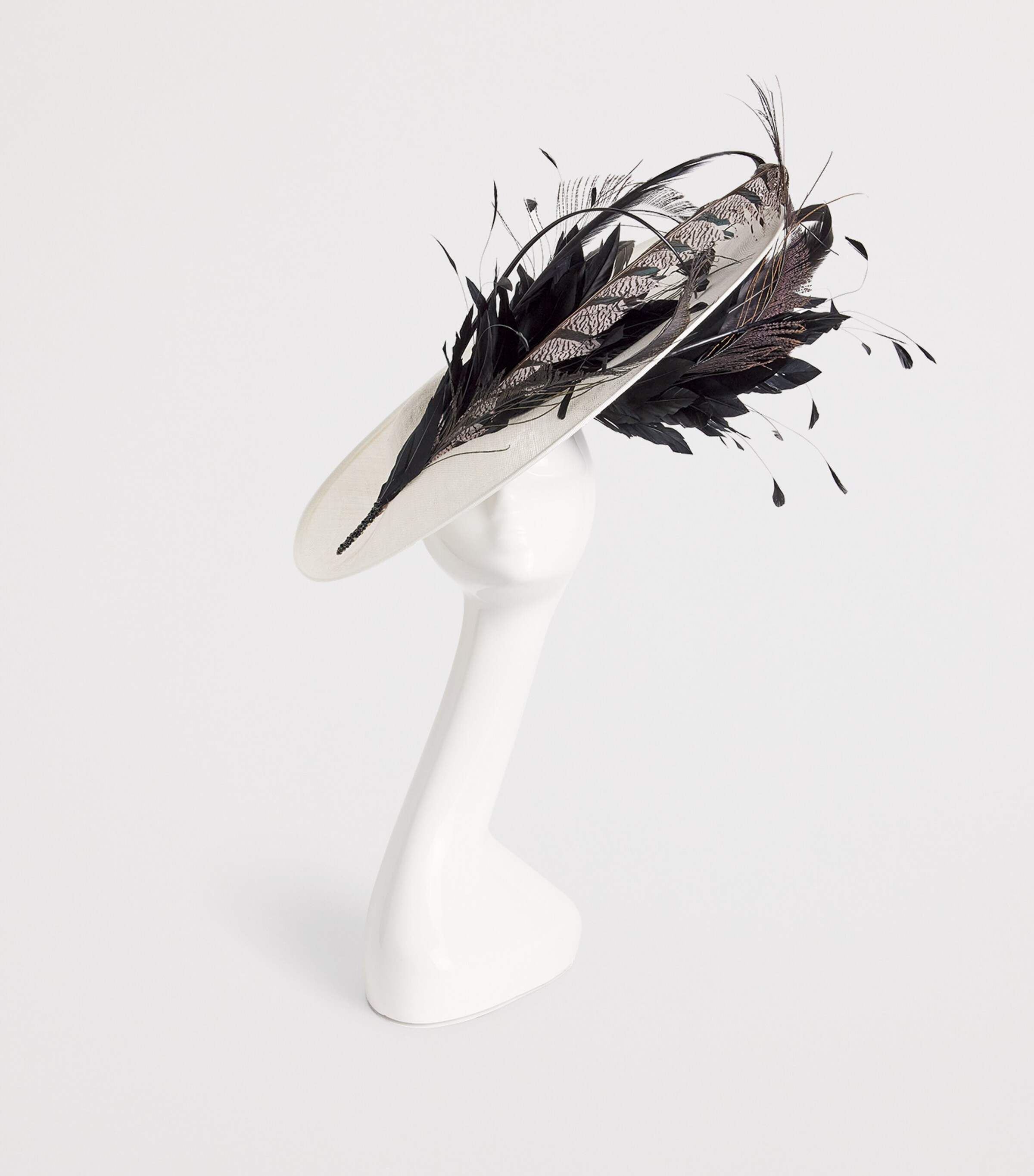 Cosmopolitan Hat Fascinator WHITE / BLACK Image 2