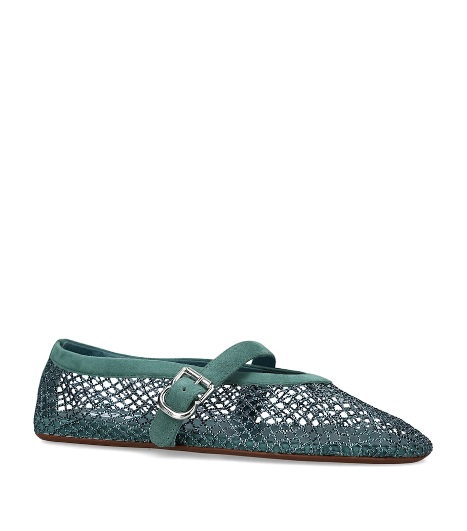 Alaïa Mesh Ballet Flats Teal Image 2