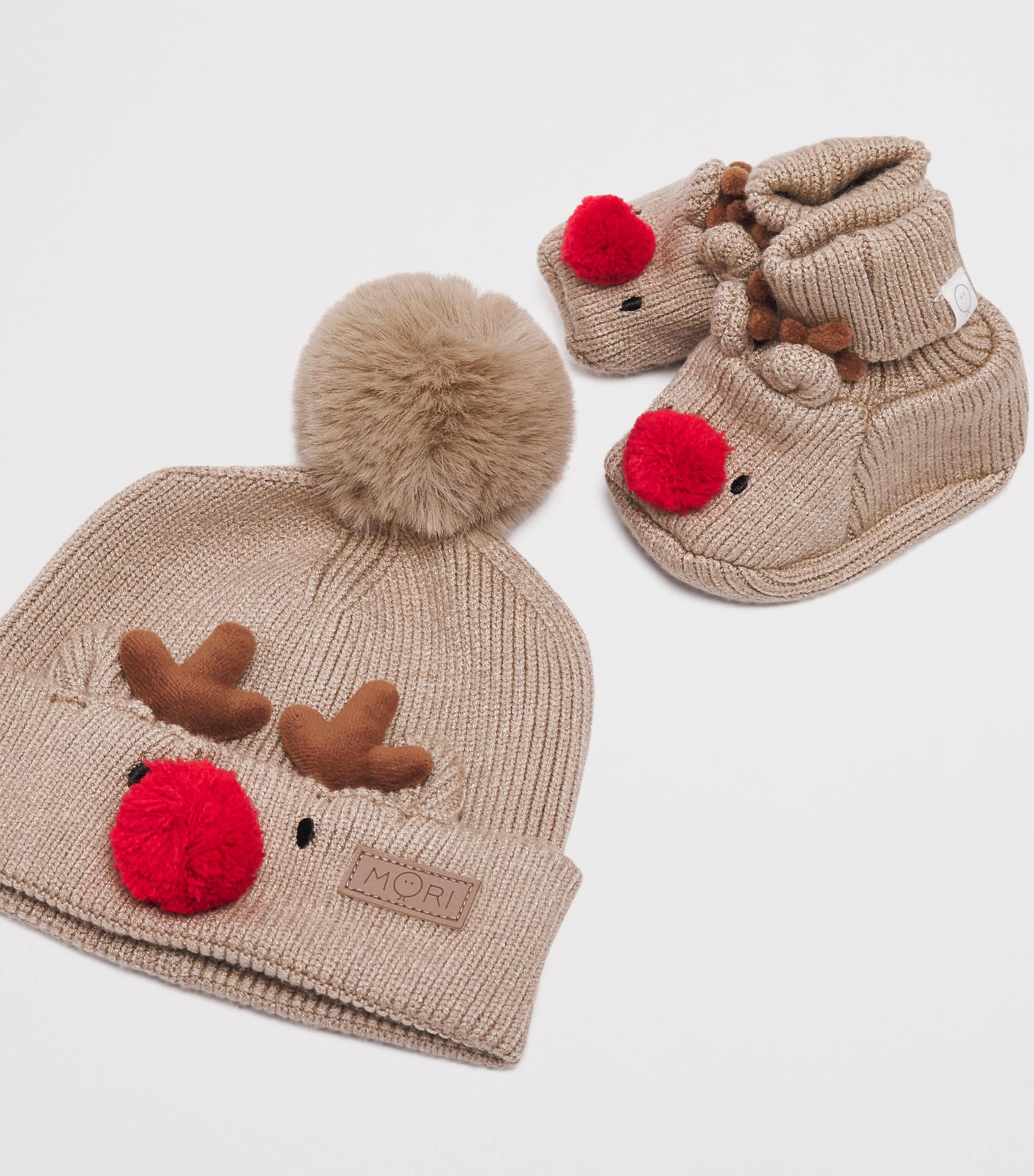 Reindeer Hat and Booties Set (0-12 Months) BROWN Image 3