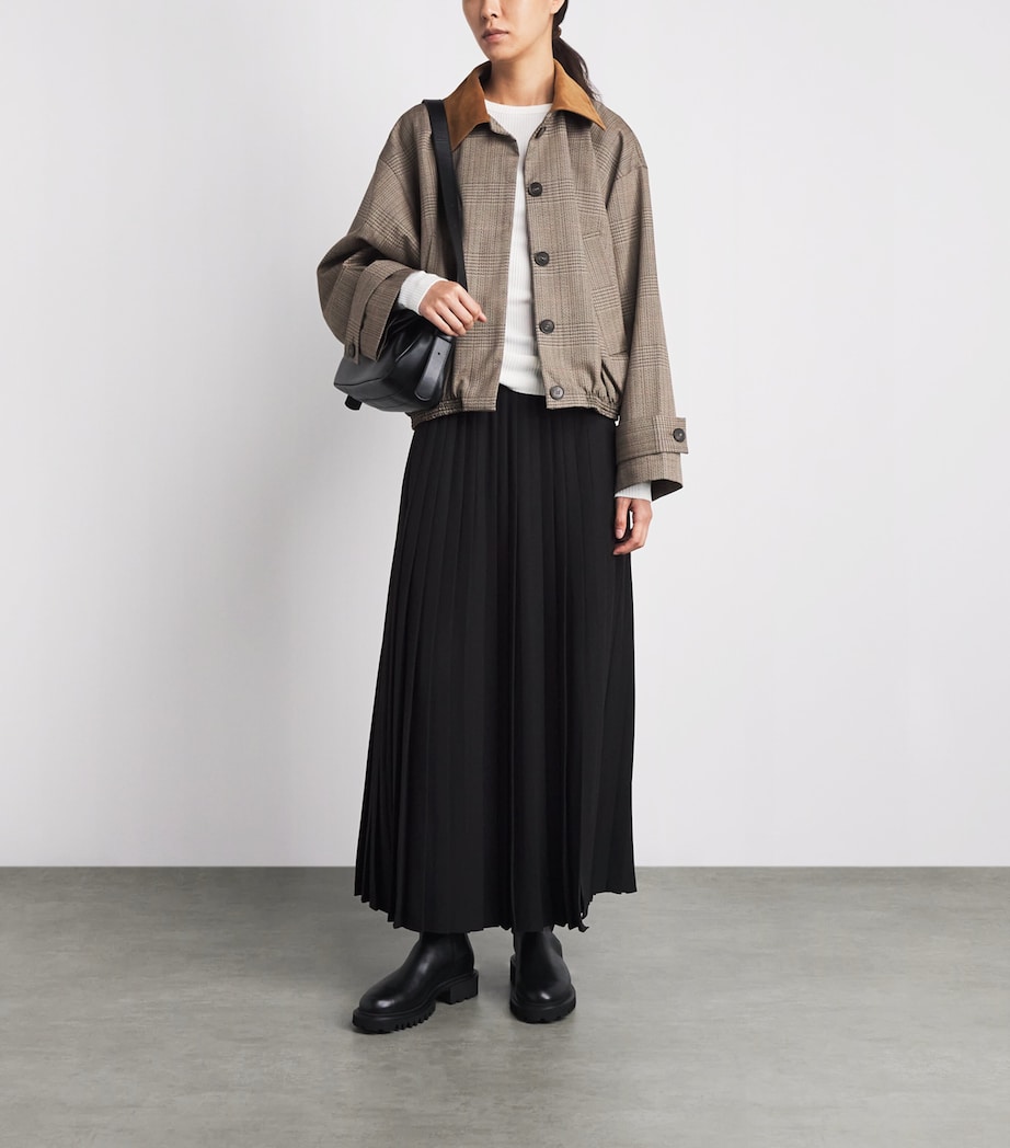 ME+EM Womens Crepe Slit Pleated Maxi Skirt Black Image 2