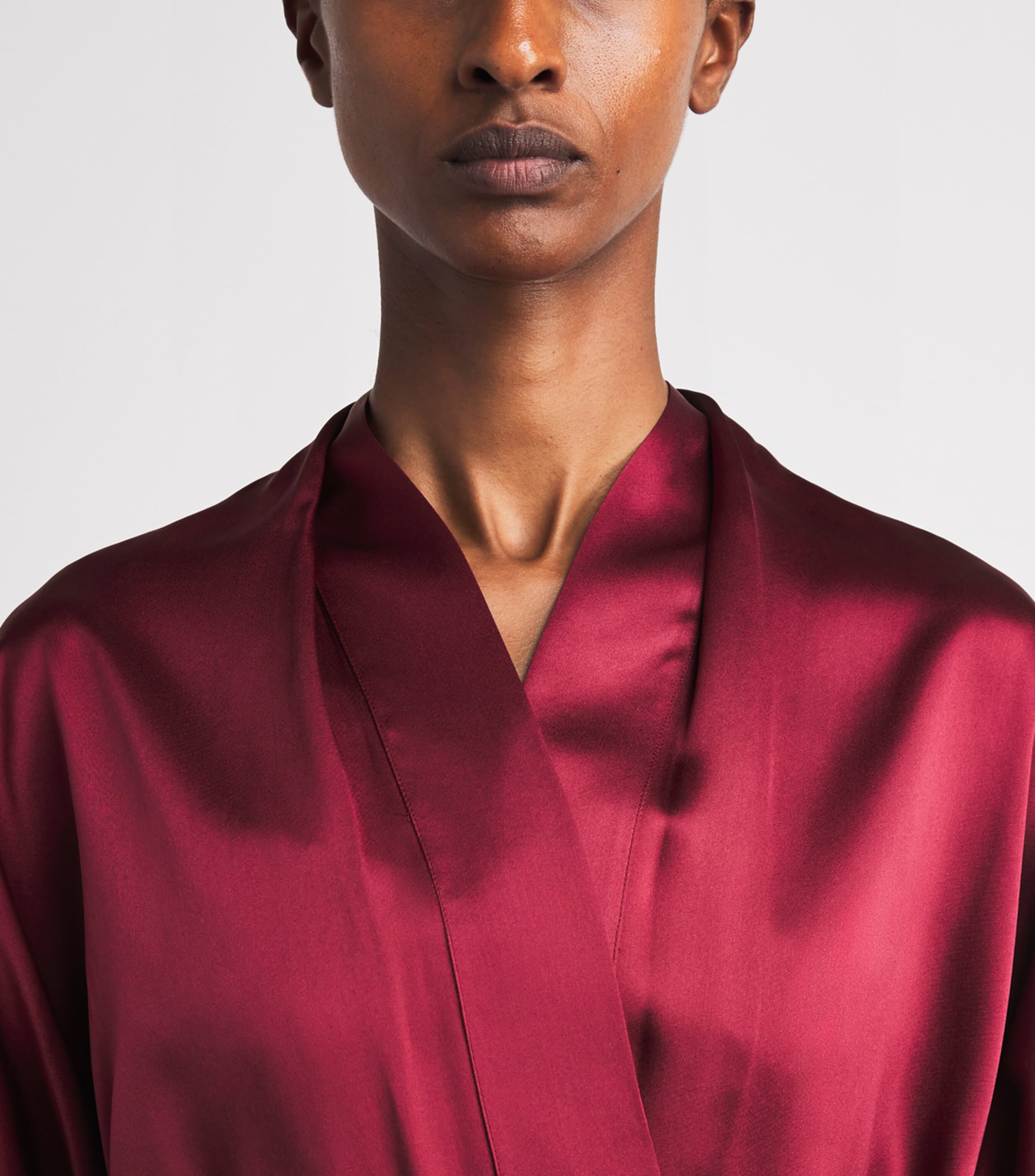 Carine Gilson Womens Silk Short Hanae Robe Rubis Red Image 3
