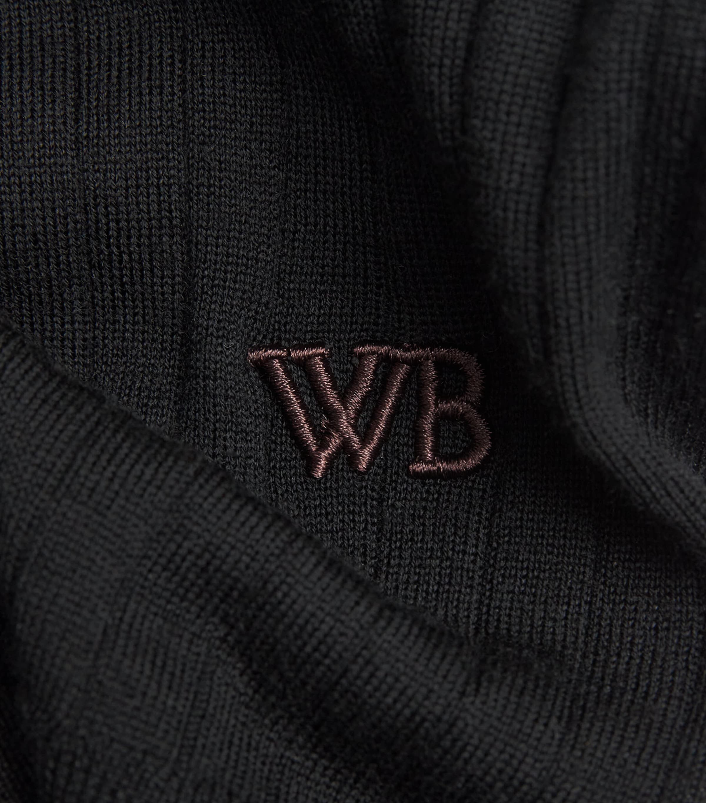 Wales Bonner Mens Wool-Cotton Nile Henley Top Black / Dark Brown Image 6