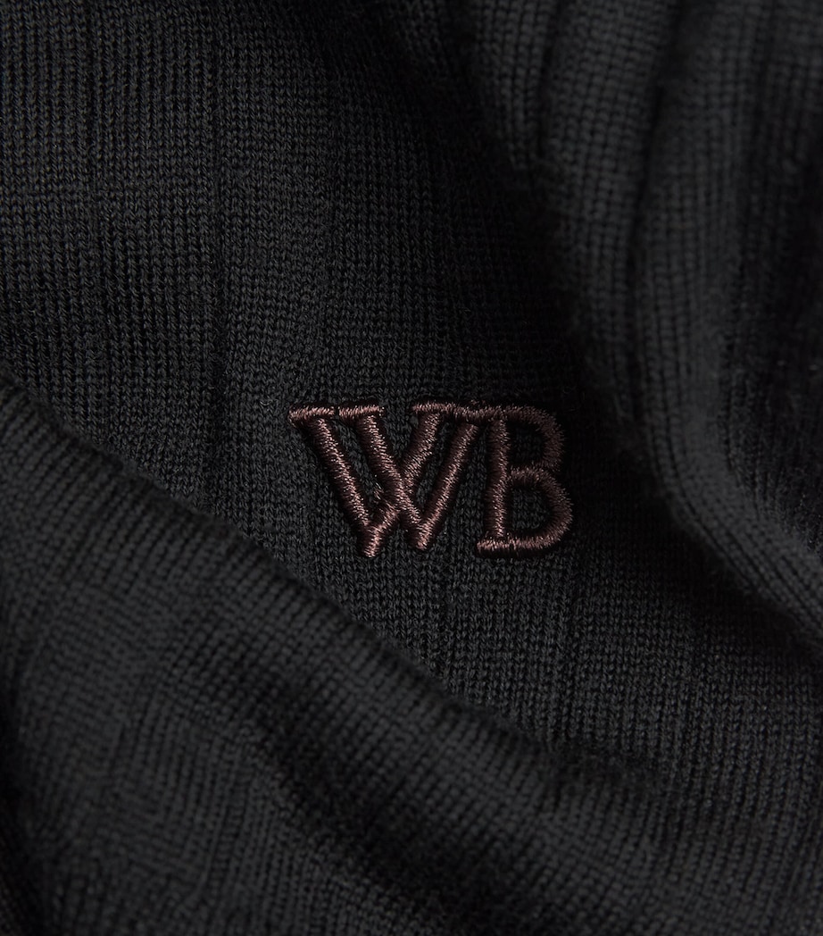 Wales Bonner Mens Wool-Cotton Nile Henley Top Black / Dark Brown Image 6