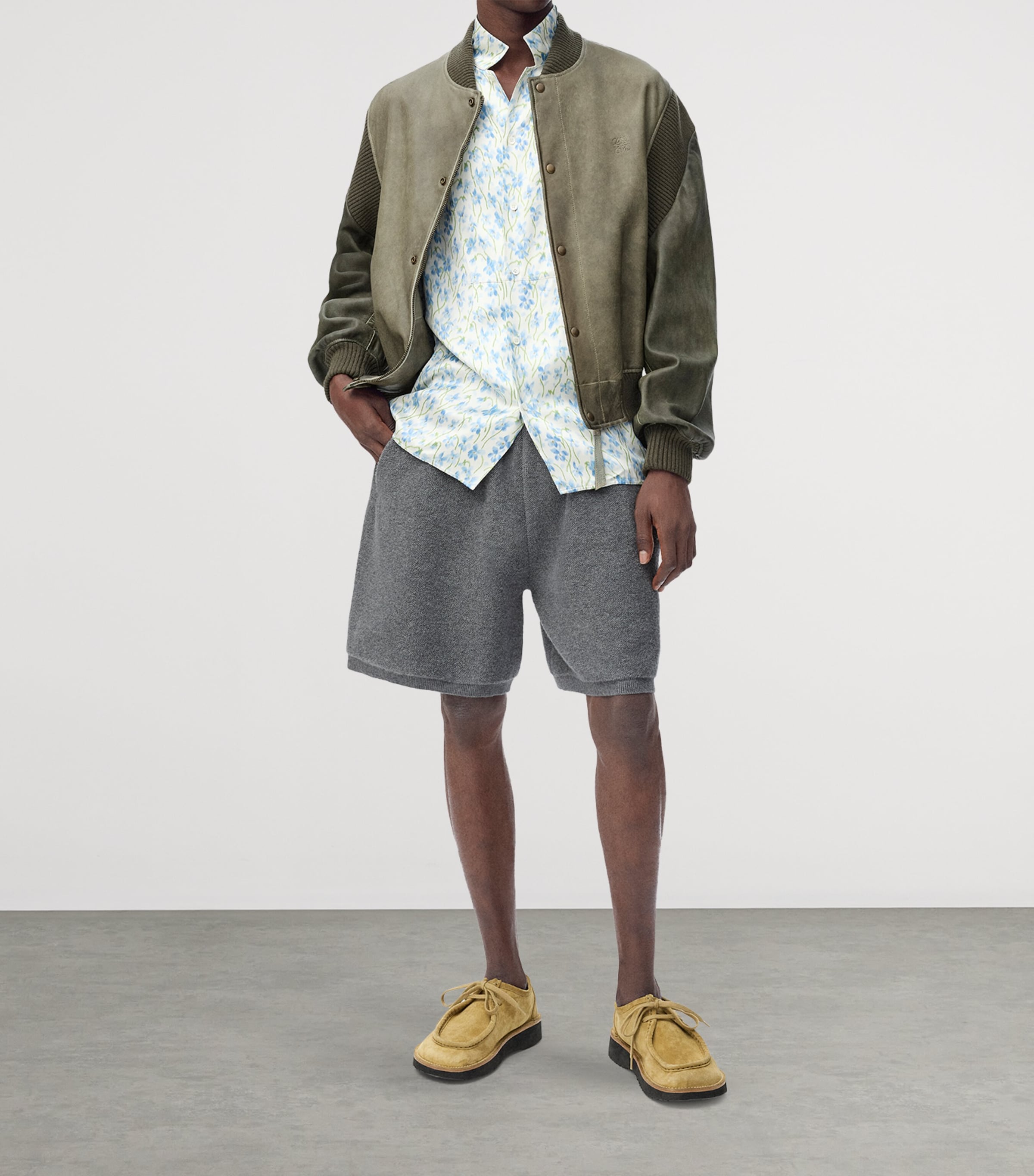 Nappa Leather Bomber Jacket KHAKI GREEN Image 4