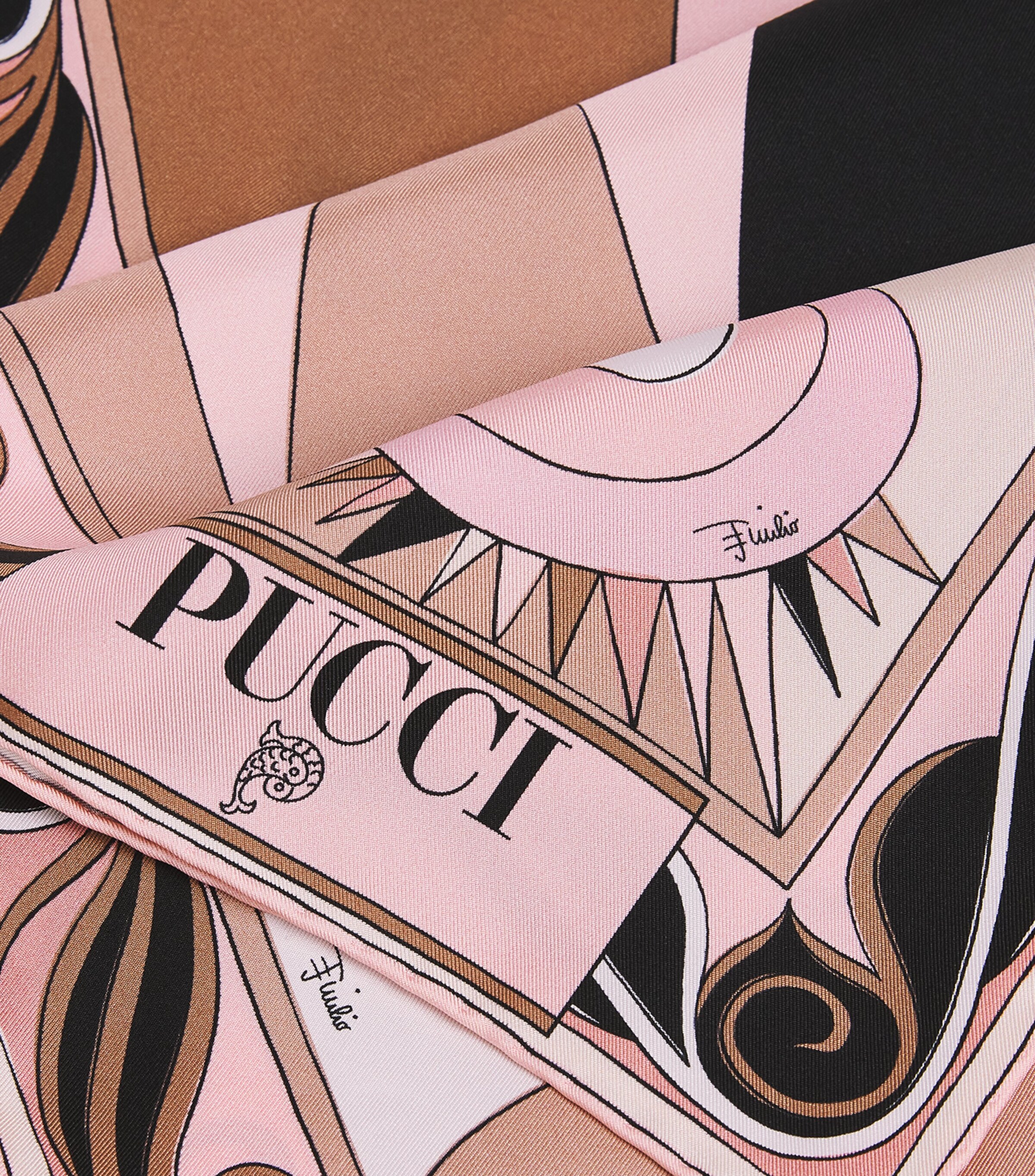 PUCCI Silk Stella Print Square Scarf Nero/nude Image 5