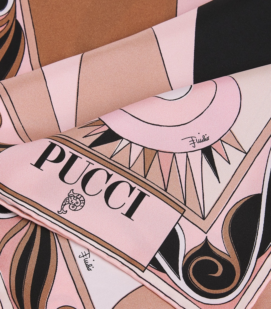 PUCCI Silk Stella Print Square Scarf Nero/nude Image 5