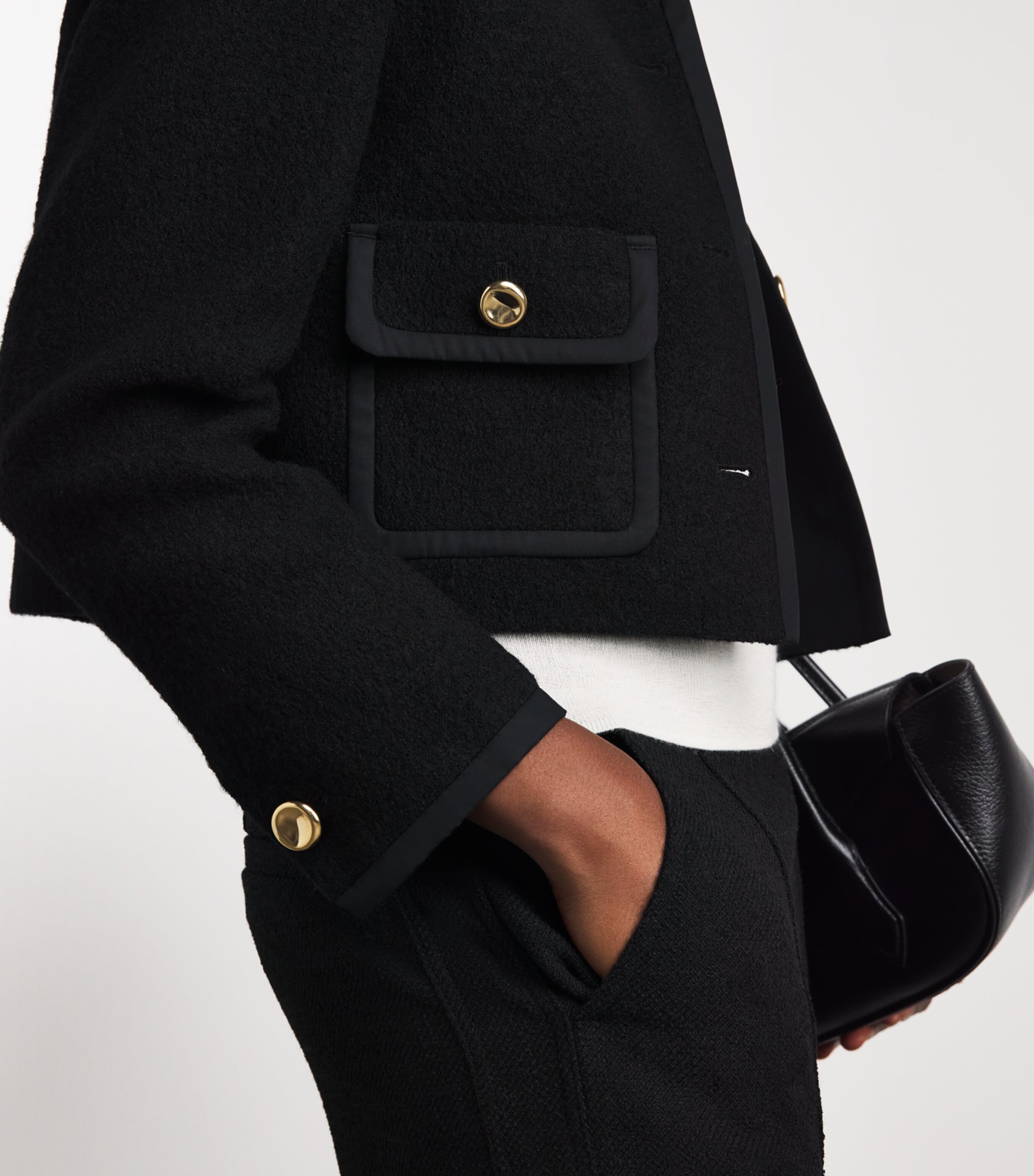 ME+EM Womens Wool Cropped Jacket Black Image 3