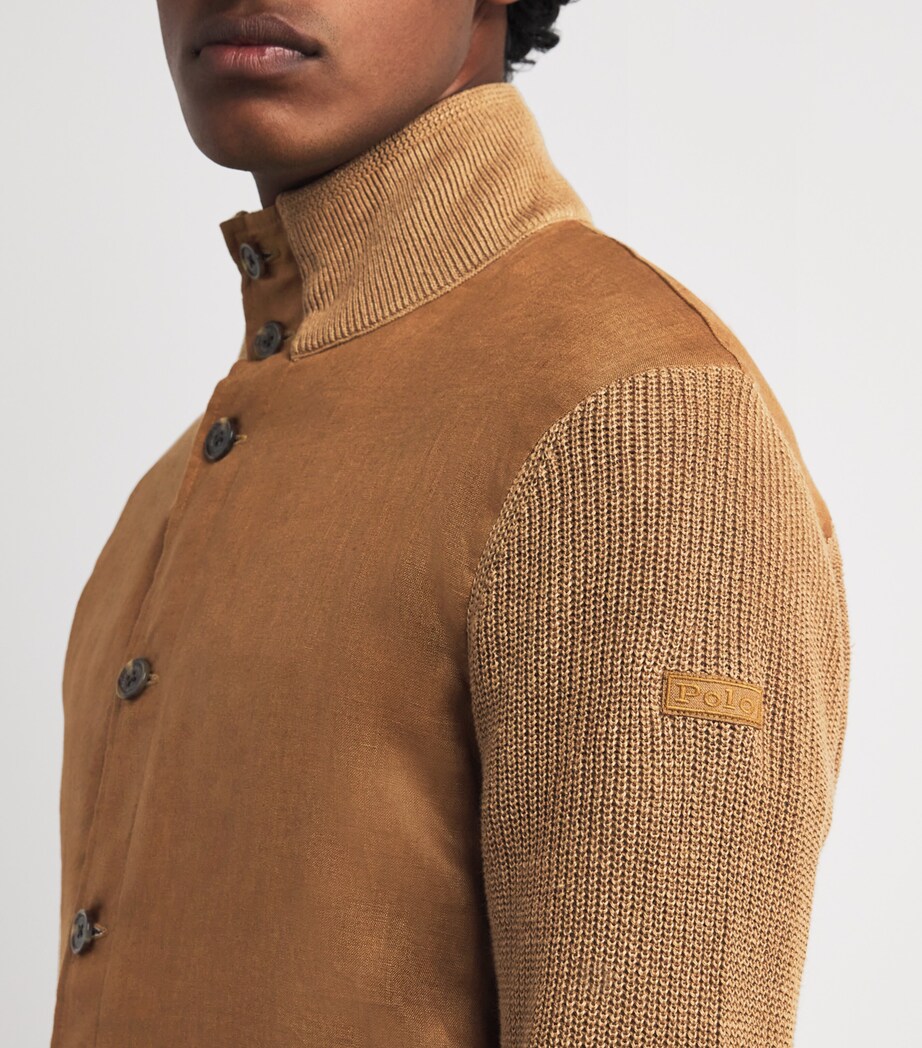 Polo Ralph Lauren Mens Linen Cardigan Brown Image 6