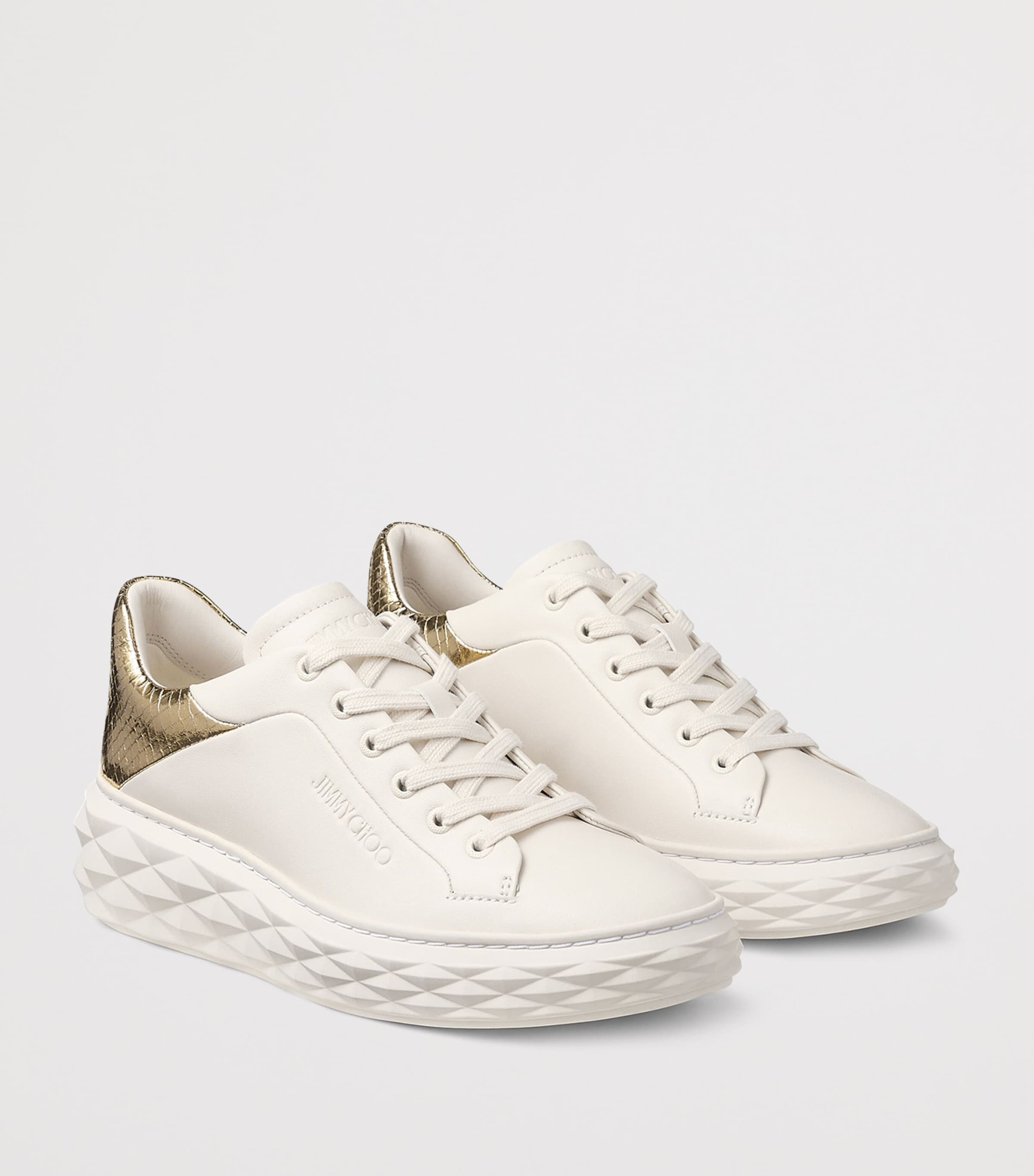 Diamond Maxi Leather Sneakers V LATTE/GOLD Image 5