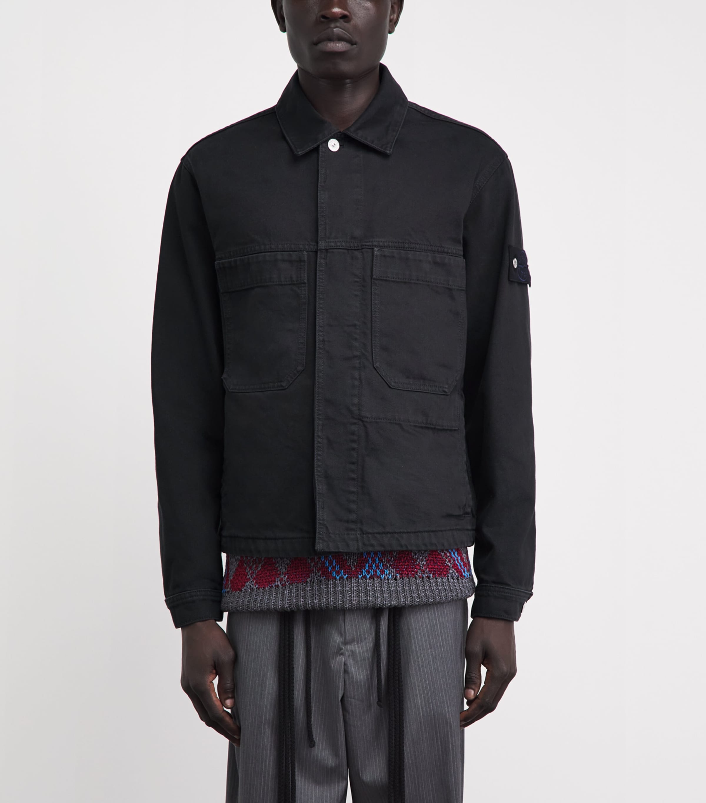 Stone Island Mens Denim Coach Jacket Image 4