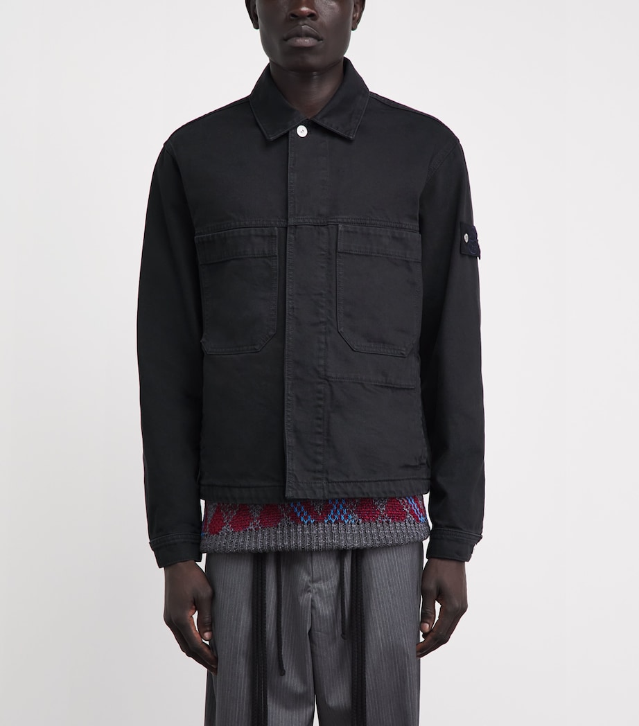 Stone Island Mens Denim Coach Jacket Image 4