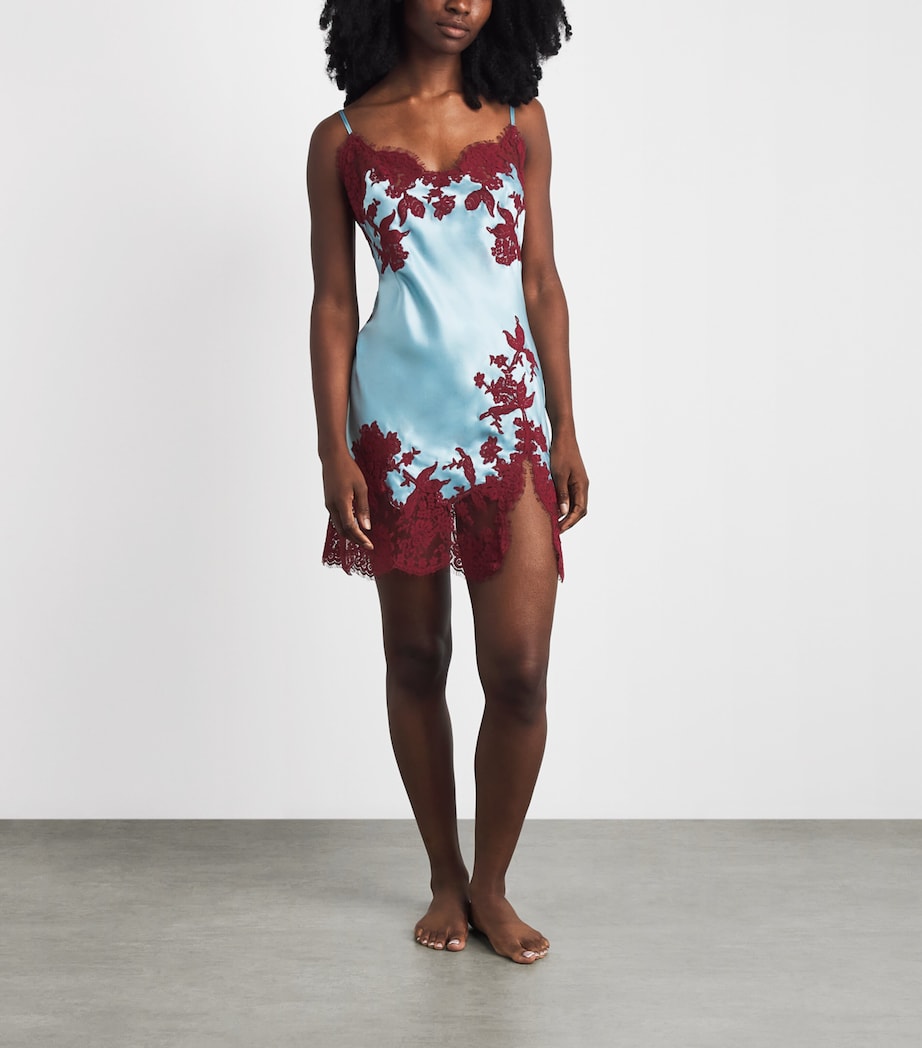 Marjolaine Womens Silk Floral Diane Slip Dress Glcier Brgogne Image 2