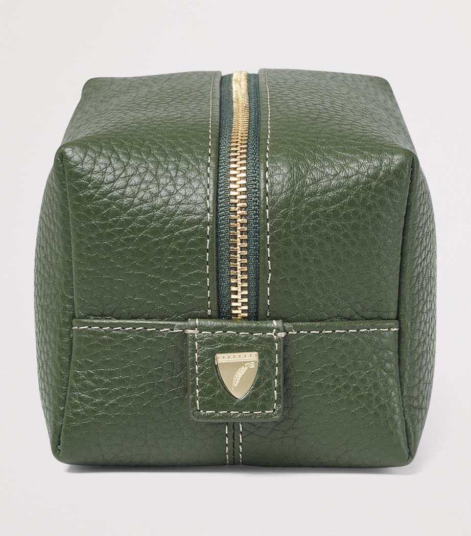 Aspinal Of London Medium Leather London Cosmetic Case Racing Green Image 3