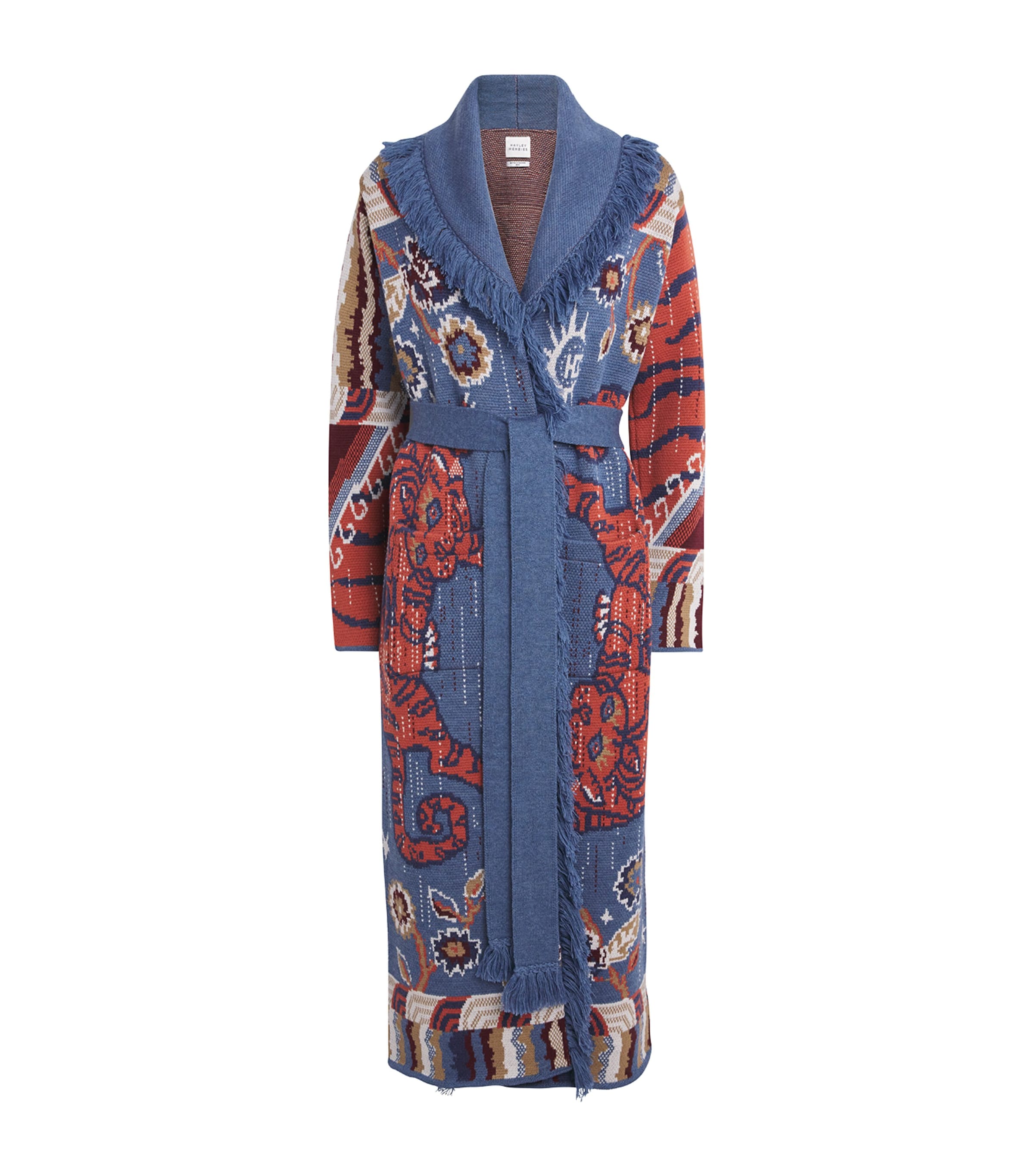 Merino Wool Jacquard Mick Coat TIBETAN TIGER NAVY Image 1