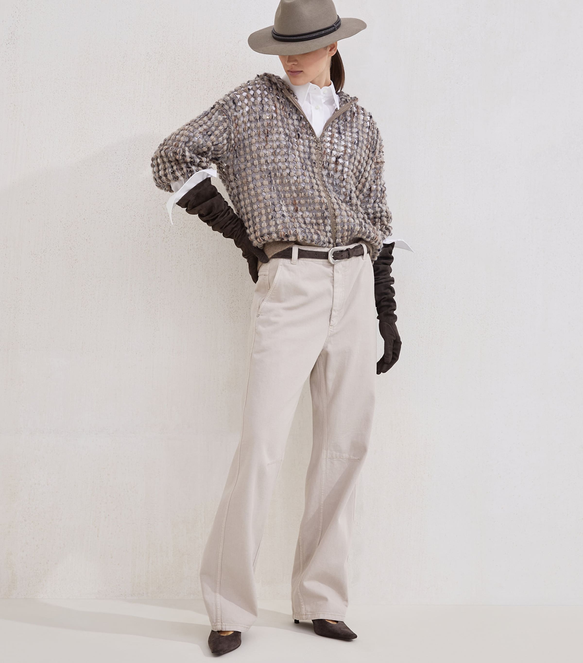 Brunello Cucinelli Net-Embroidered Zip-Up Hoodie | Harrods JP