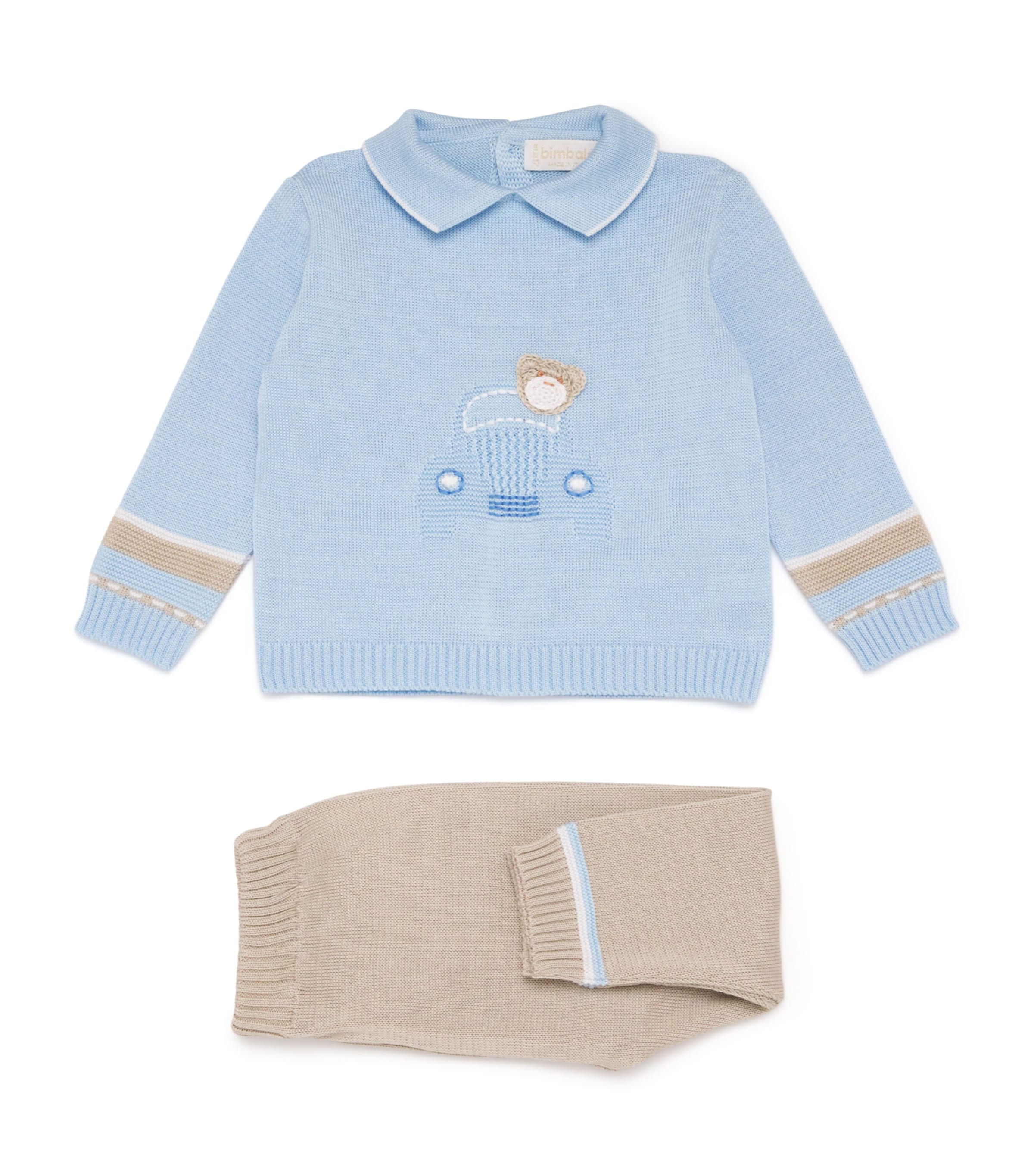 Bimbalò Cotton Collared Top And Leggings Set In Beige