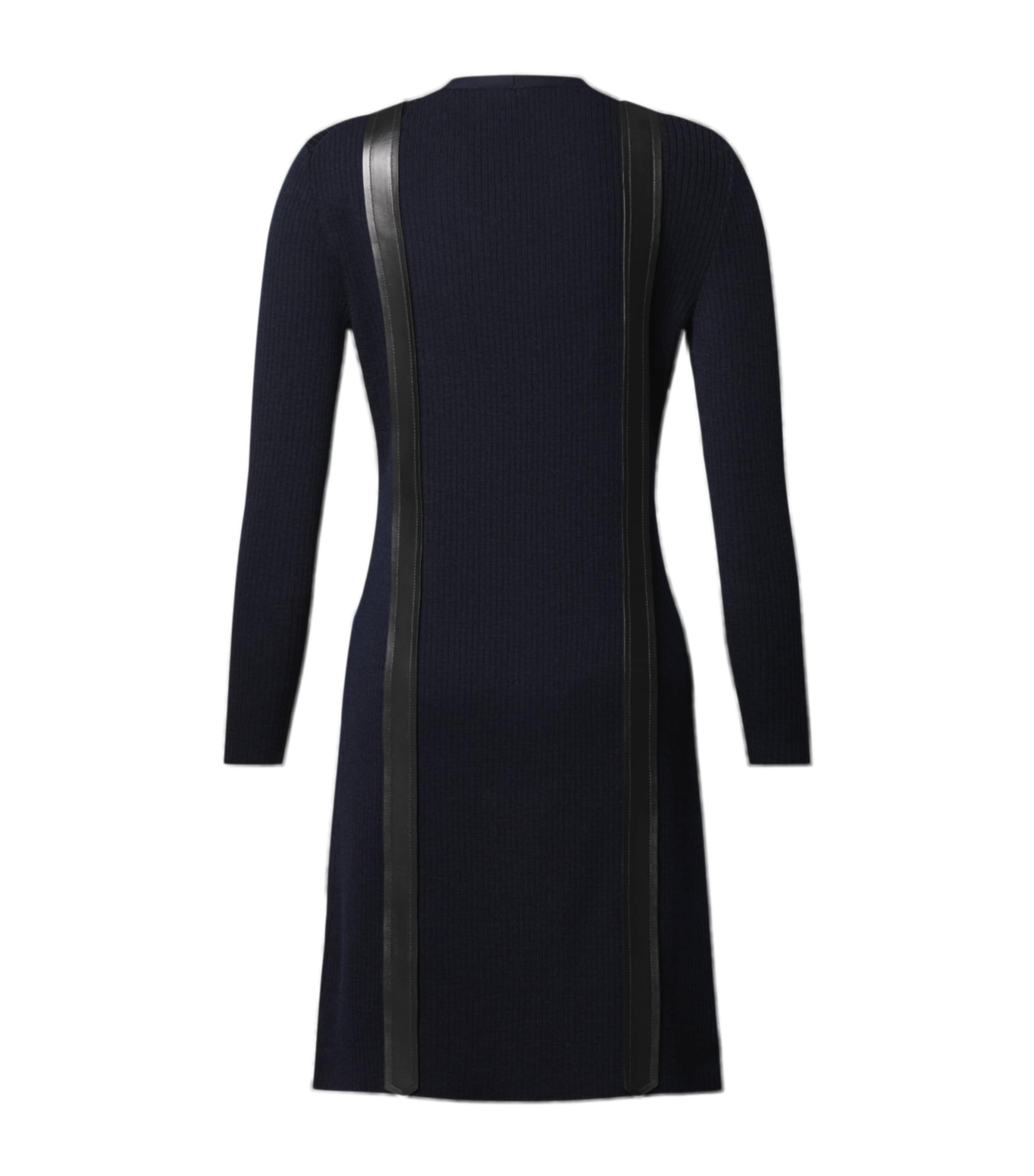 LOUIS VUITTON Womens Wool-Leather Long Cardigan Black Image 2