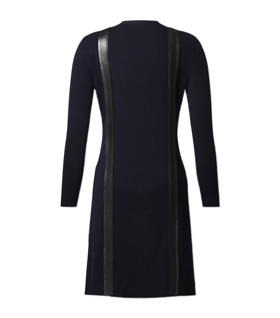 LOUIS VUITTON Womens Wool-Leather Long Cardigan Black Image 2