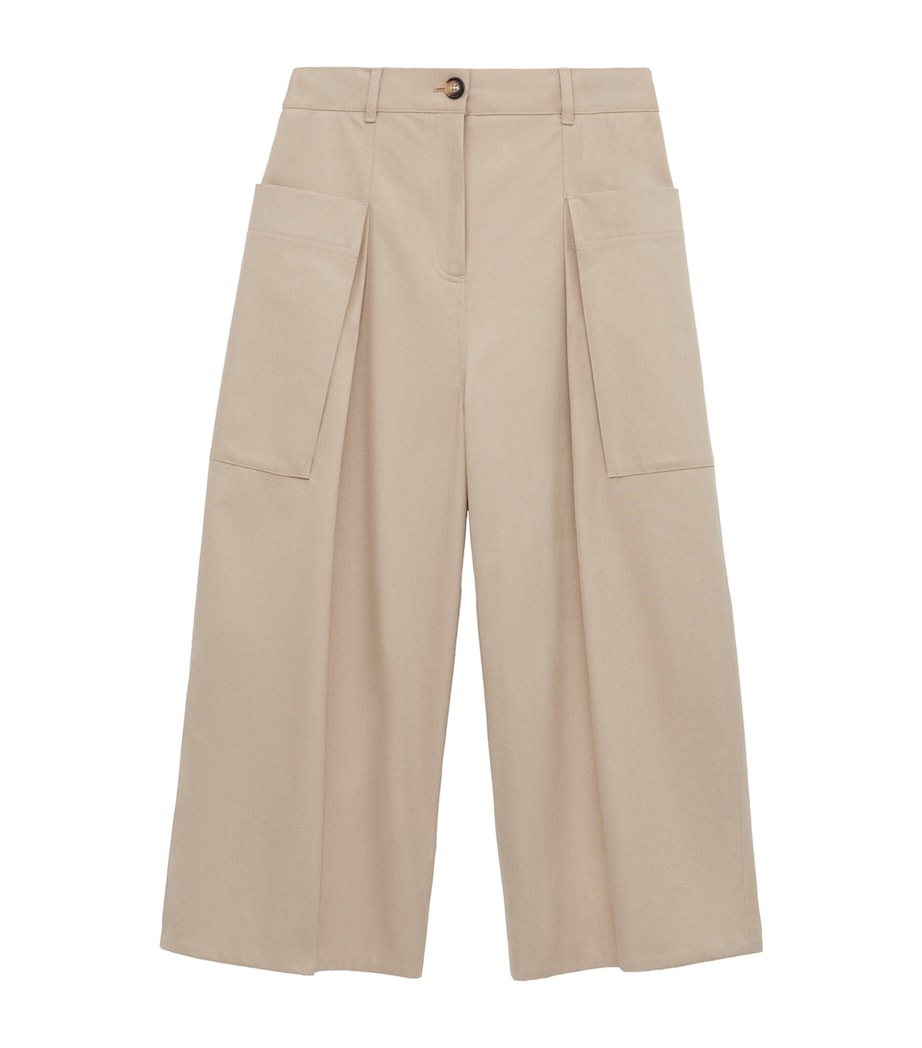 LOEWE Womens Cotton-Silk Cropped Trousers Beige Image 1