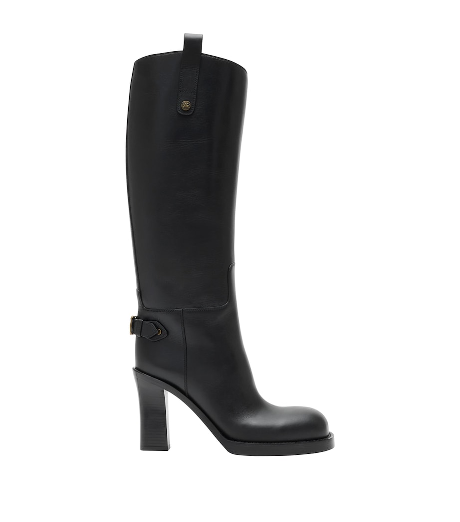 Calf Leather Cavalier Knee-High Boots 85 BLACK Image 1