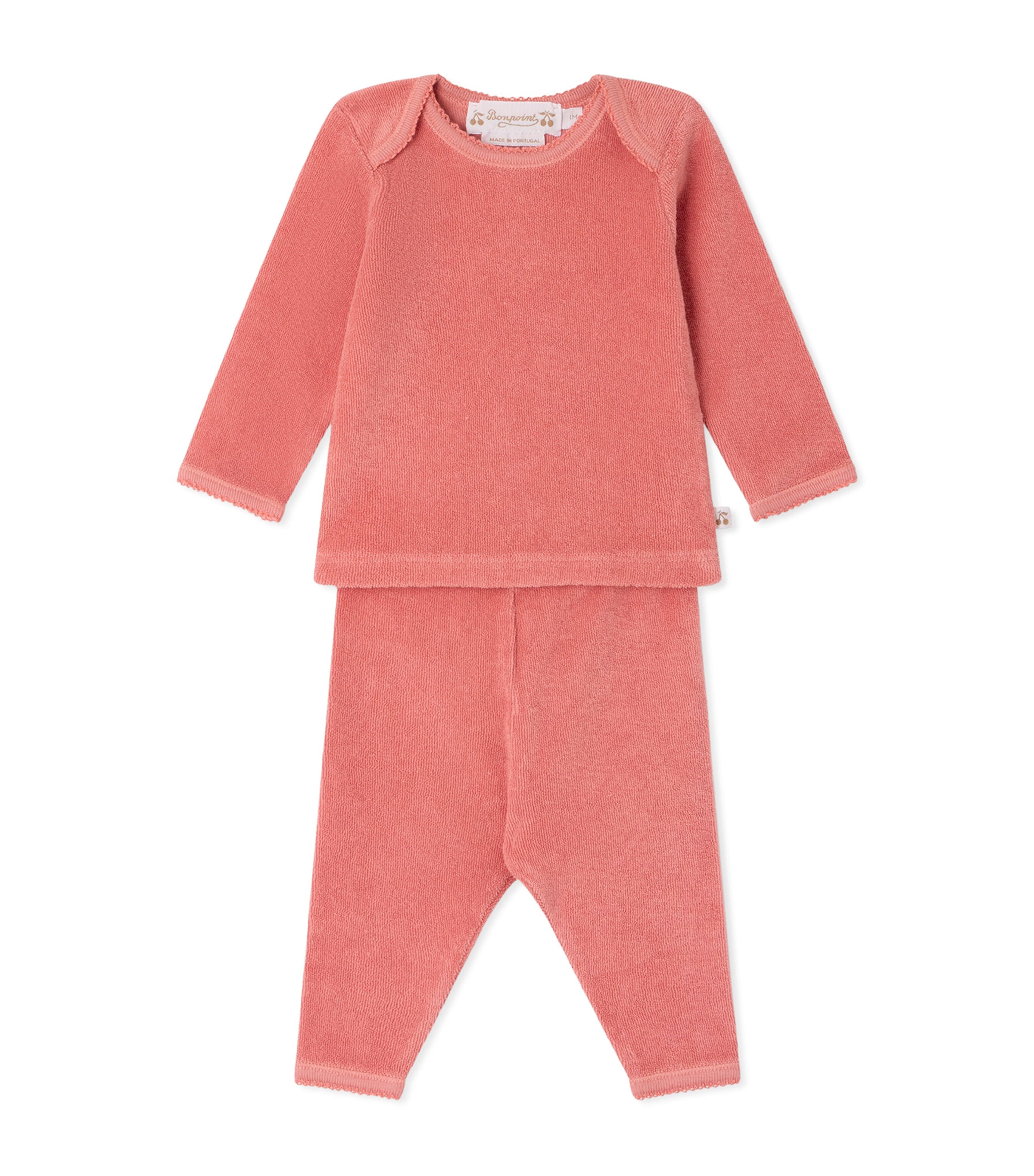 Bonpoint Organic Cotton Top and Trousers Set (1-18 Months) Rose Fard Image 1