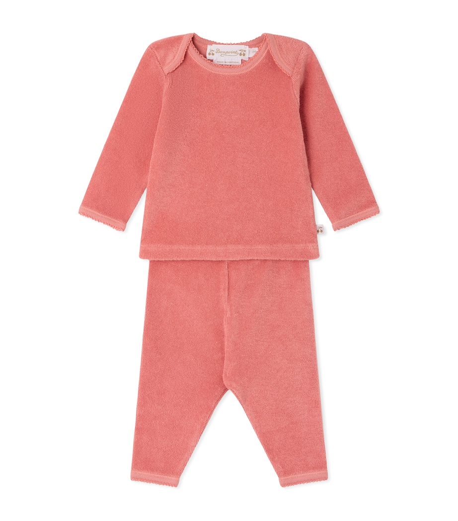 Bonpoint Organic Cotton Top and Trousers Set (1-18 Months) Rose Fard Image 1