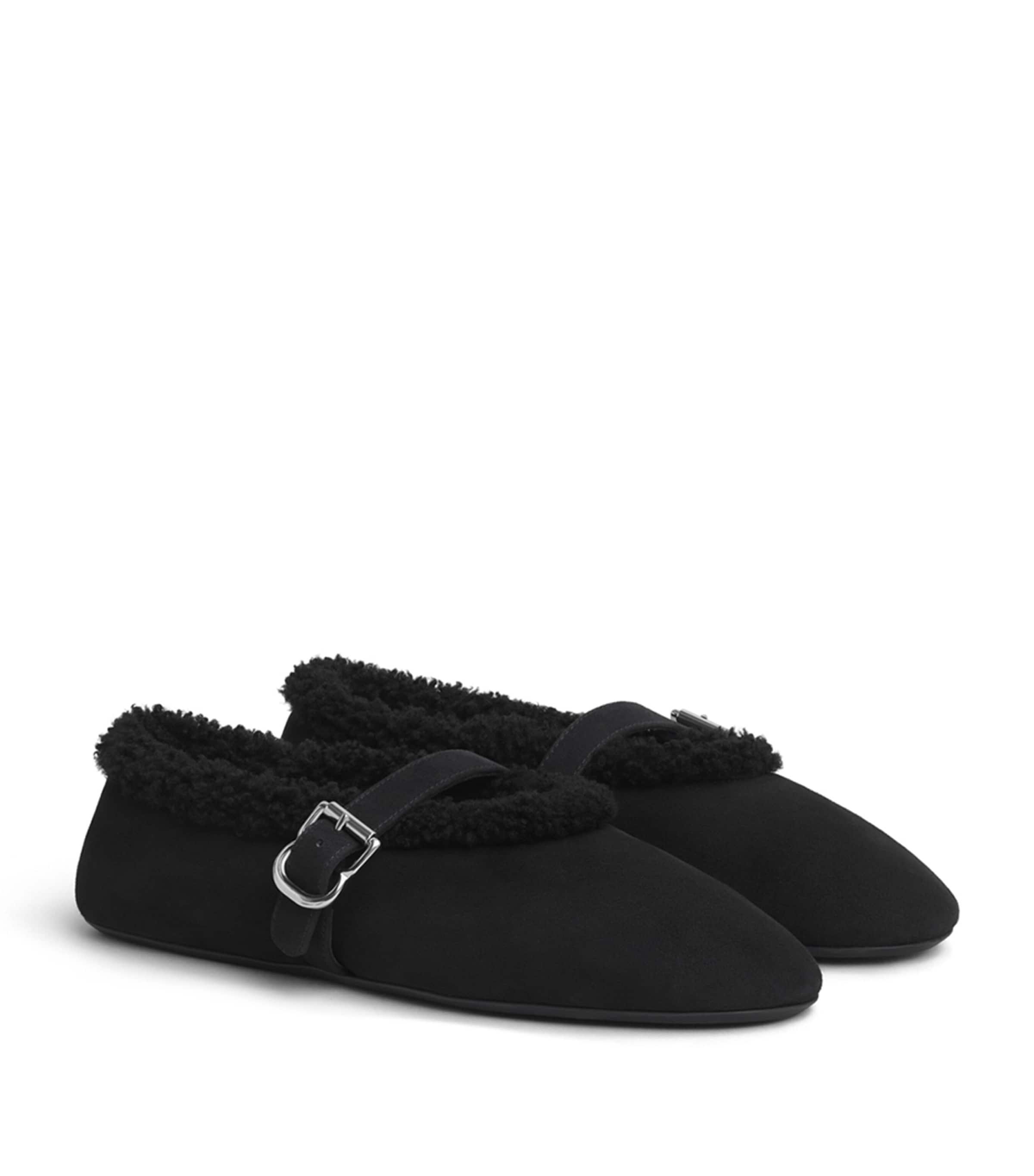 Alaïa Shearling Ballet Flats Black Image 3