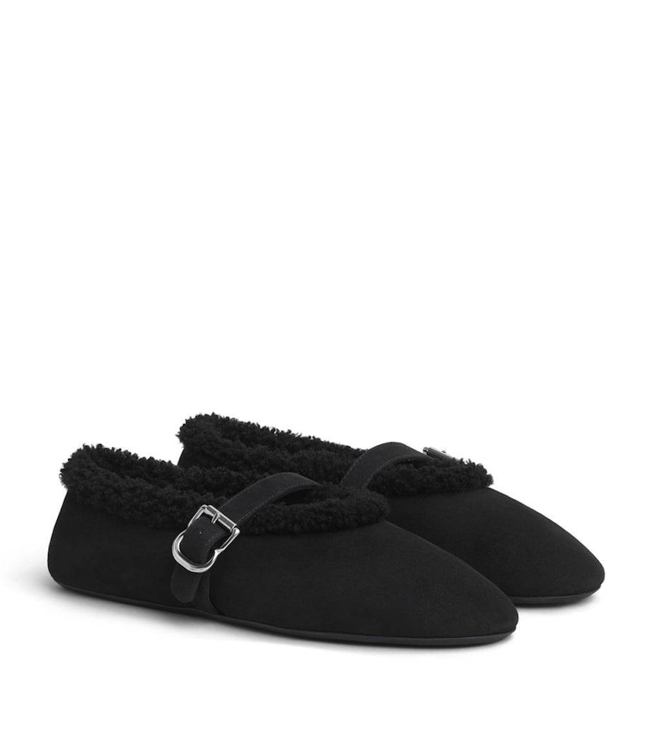 Alaïa Shearling Ballet Flats Black Image 3