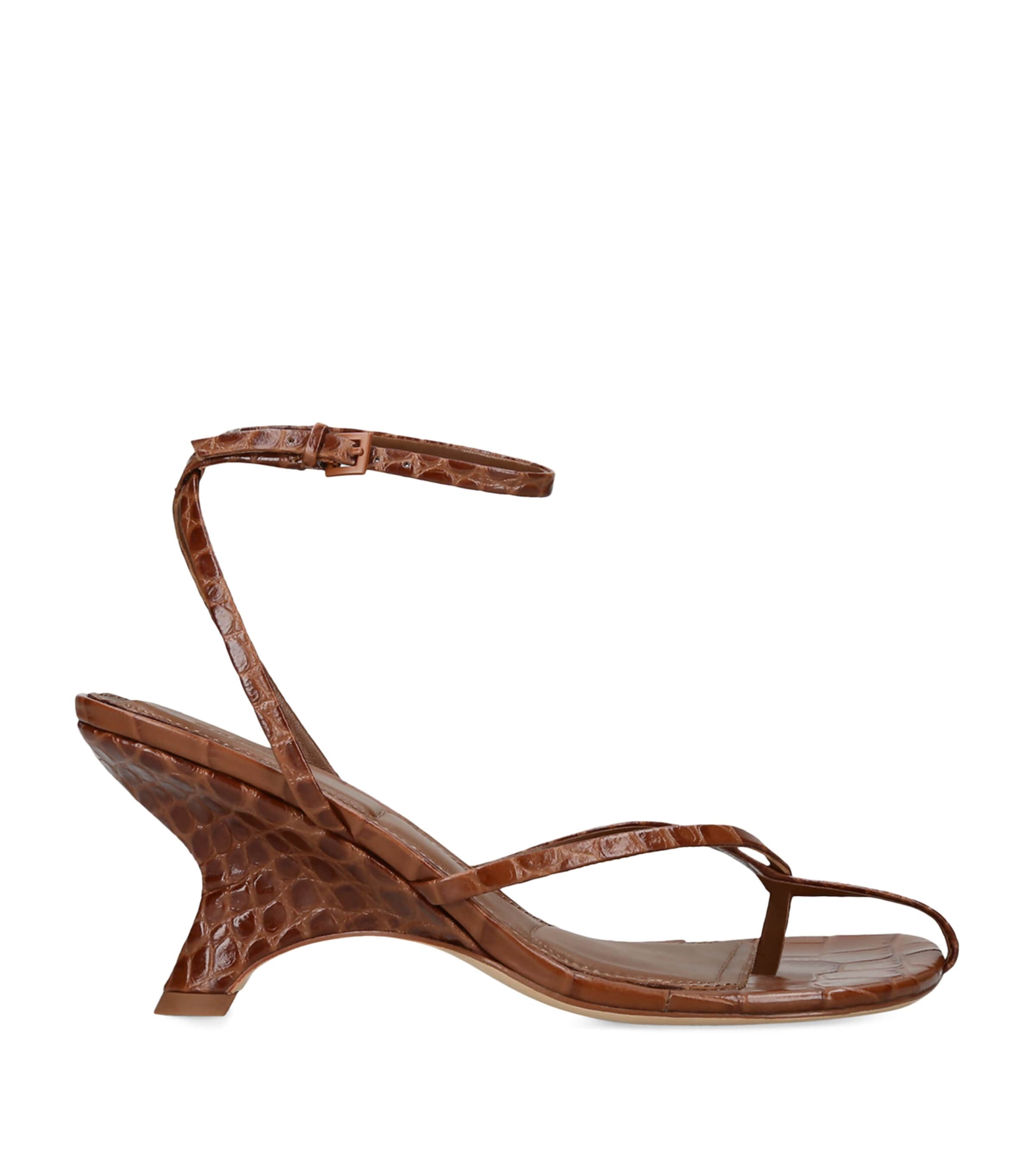 Simkhai Croc-Embossed Leather Kelsey Heeled Sandals 75 Tan Image 1