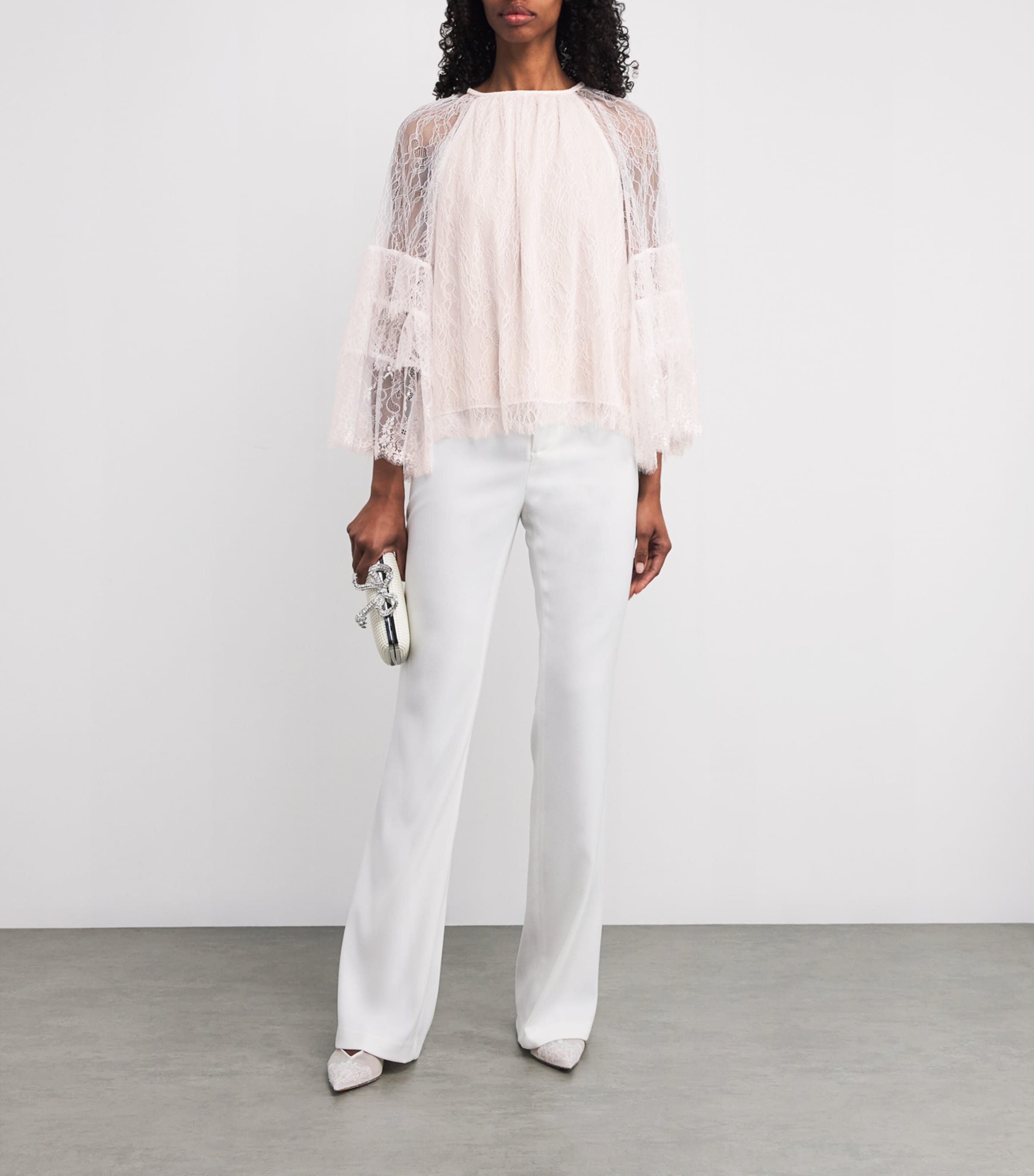 Alice+Olivia Womens Lace Delia Top Off White Image 2