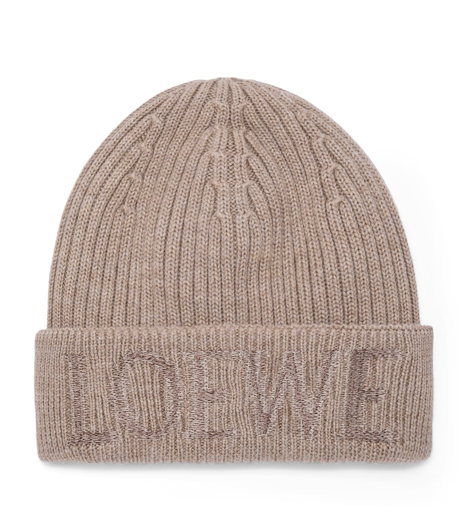 Wool Logo Beanie DARK BEIGE Image 1