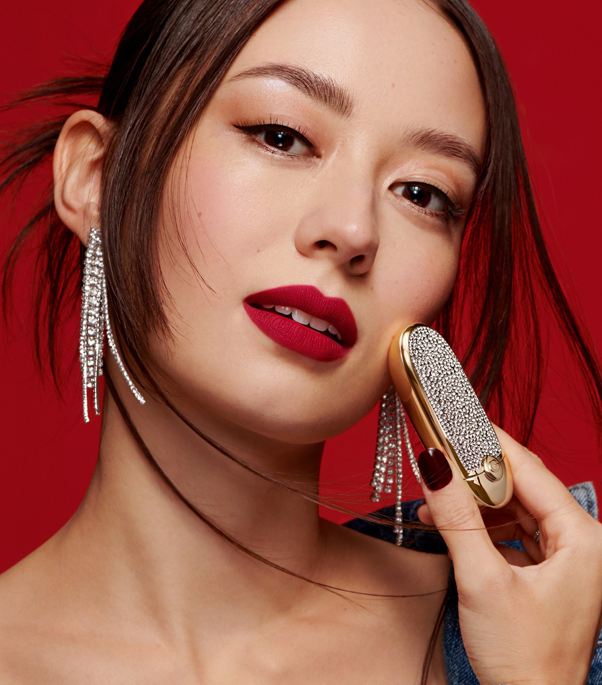 Crystal-Embellished Rouge G Lipstick Case LE STRASSE Image 5