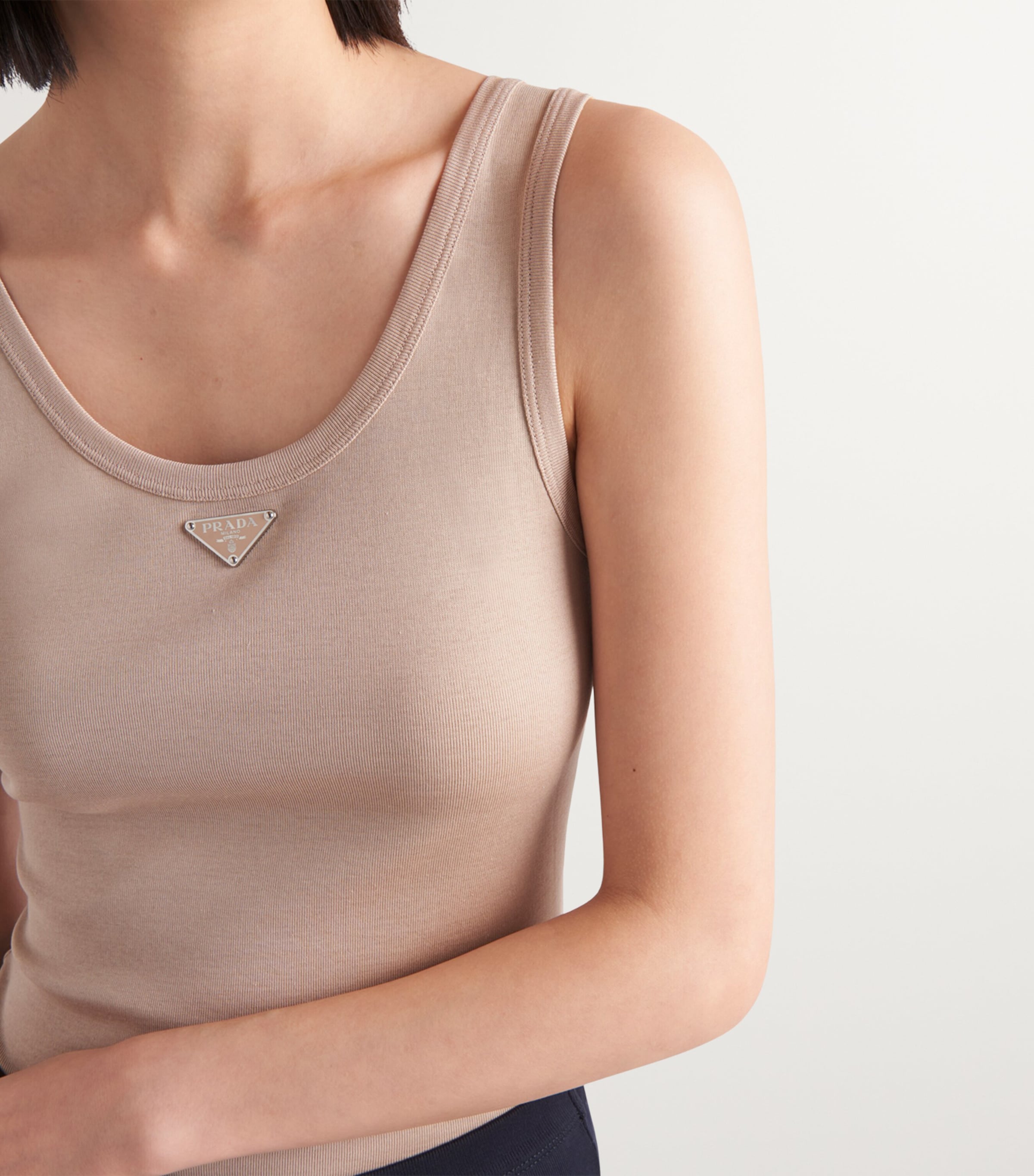 Prada Womens Rib-Knit Triangle Tank Top Image 3