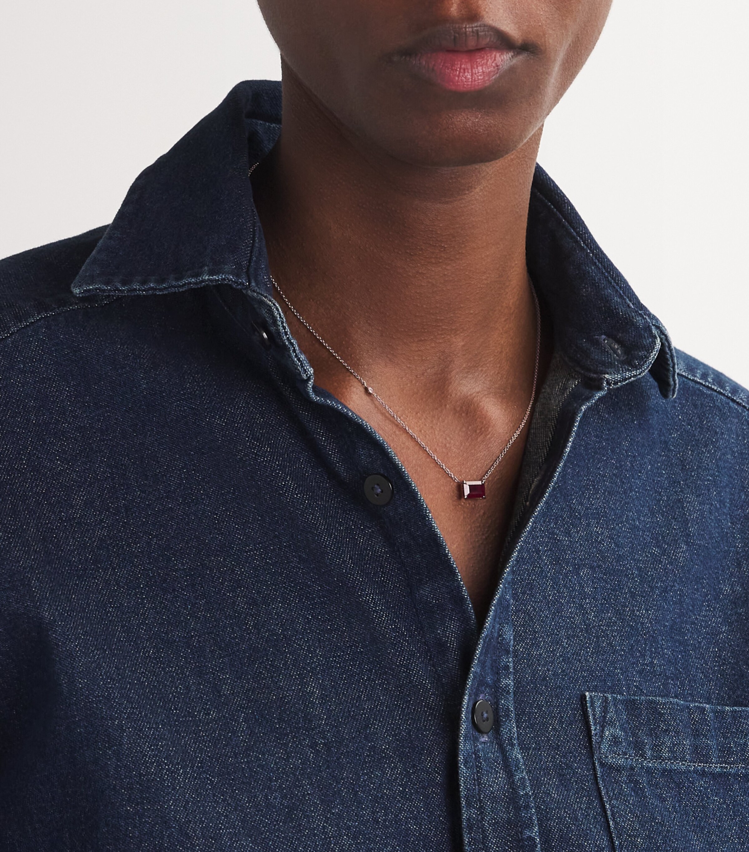 Yellow Gold and Ruby Solitaire Necklace ROSE GOLD Image 2