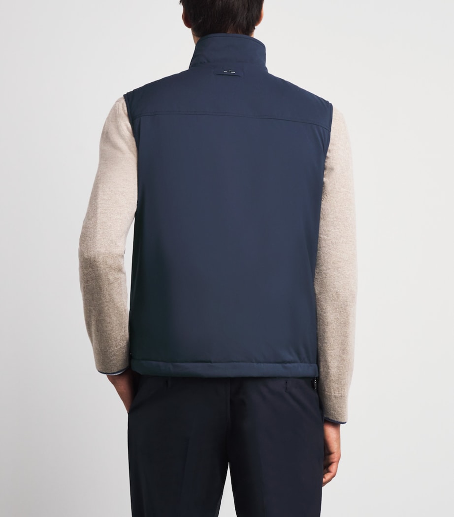 Paul & Shark Mens Padded Reversible Gilet Blue/ Cadet Blue Image 5