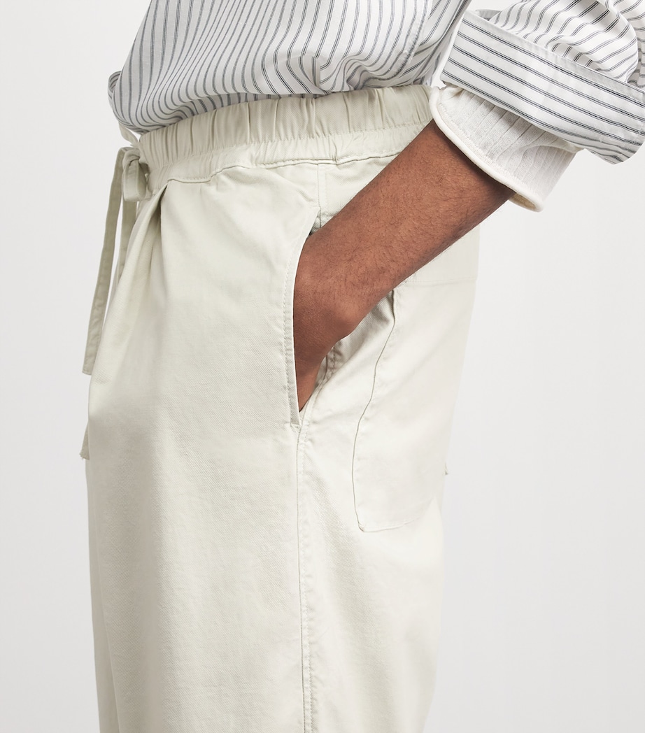 Officine Generale Mens Cotton-Blend Drawstring Peterson Trousers Moon Image 3