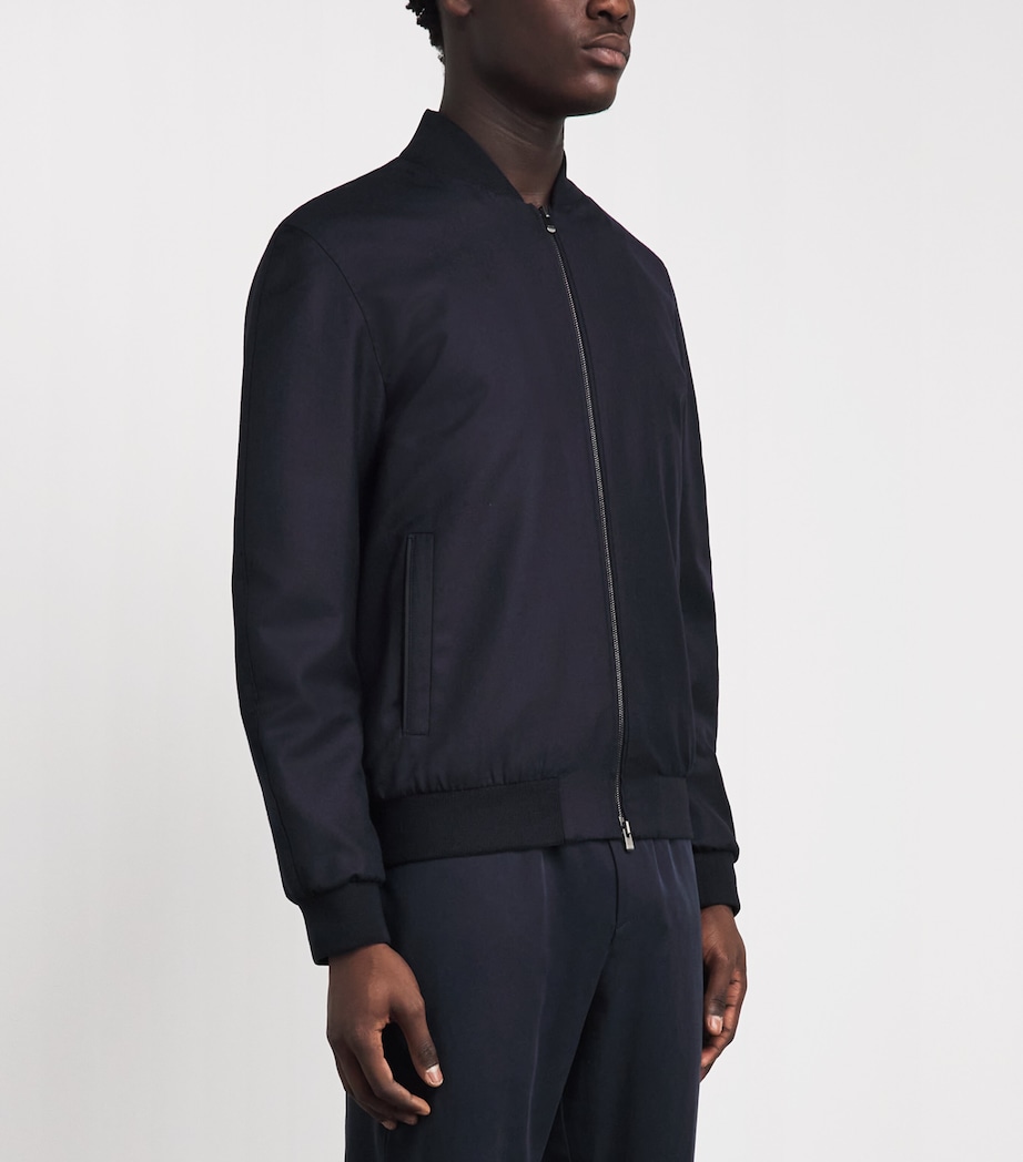 Agnona Mens Cashmere-Silk Twill Bomber Jacket Dark Blue Navy Image 4