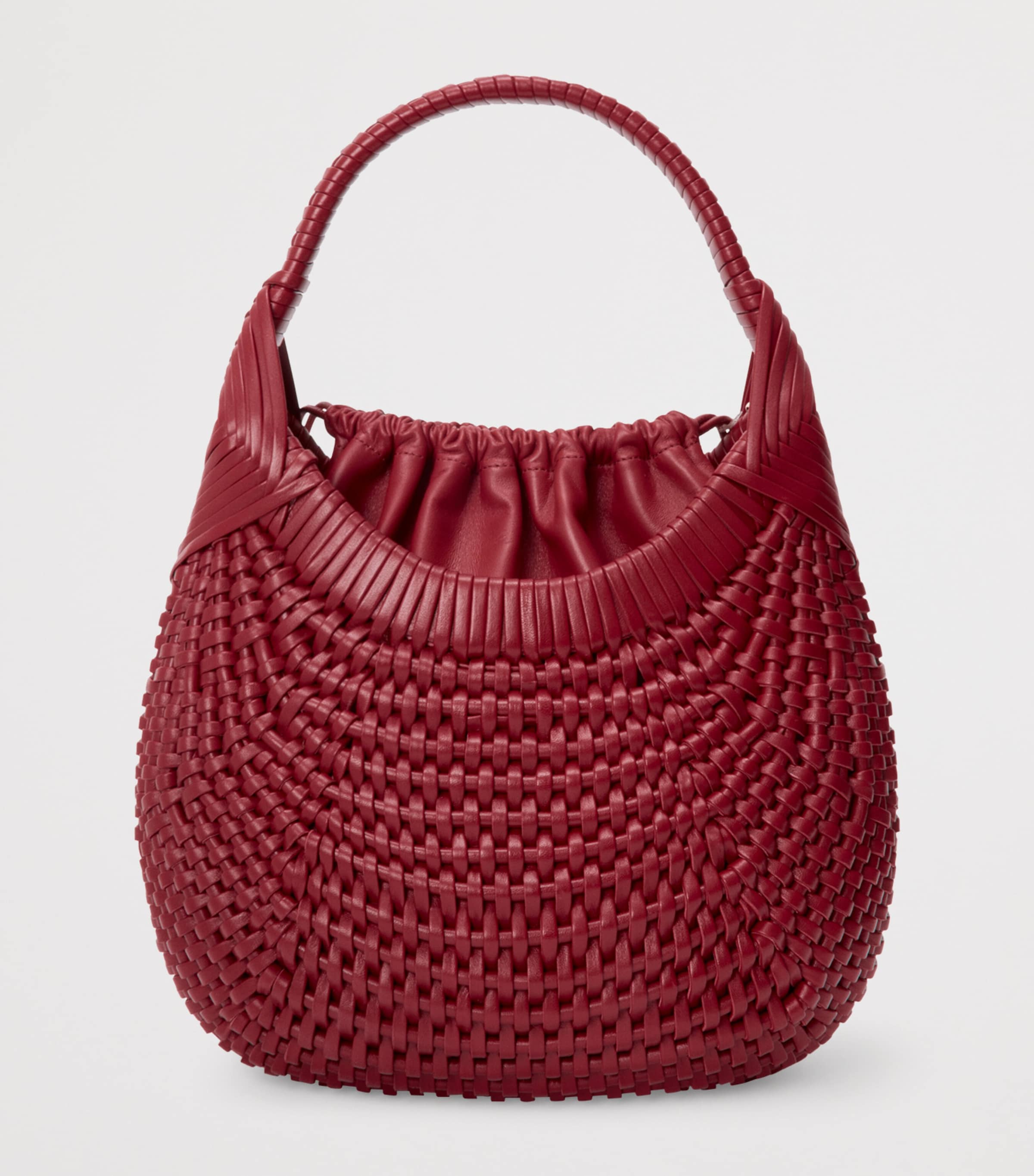 Leather Diamond Top-Handle Bag CHERRY Image 3
