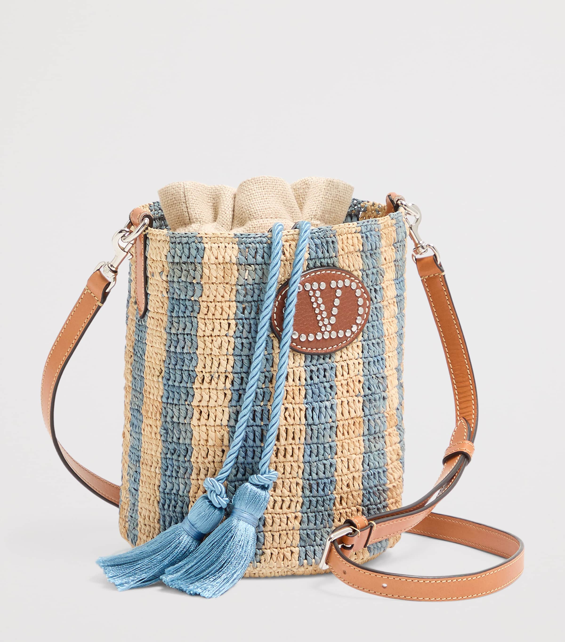 Valentino Garavani Straw VLogo Signature Bucket Bag Image 3
