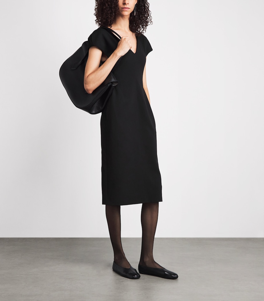 Jil Sander Womens Wool Sablé V-Neck Midi Dress Black Image 2