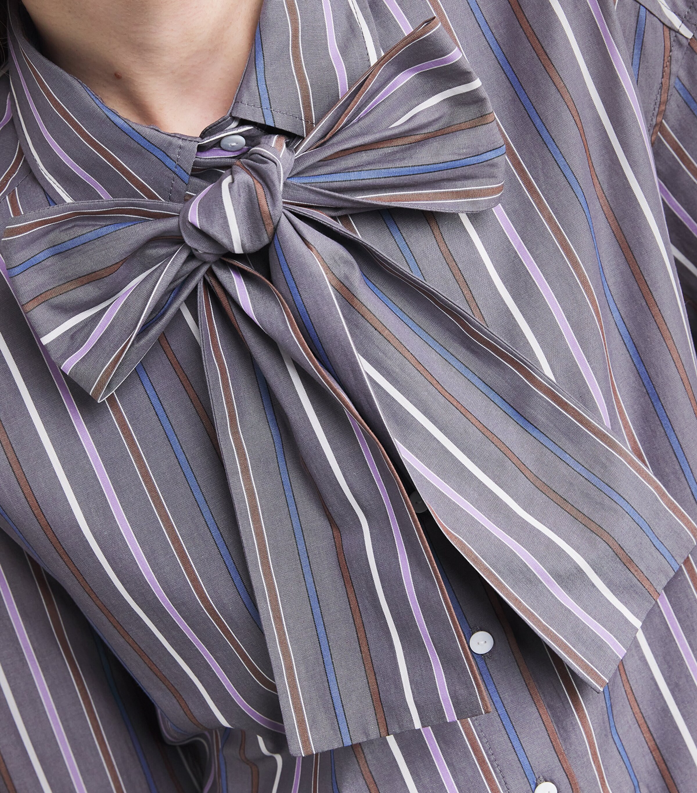 Lavallière-Neck Stripe Shirt MULTICOLORED Image 6